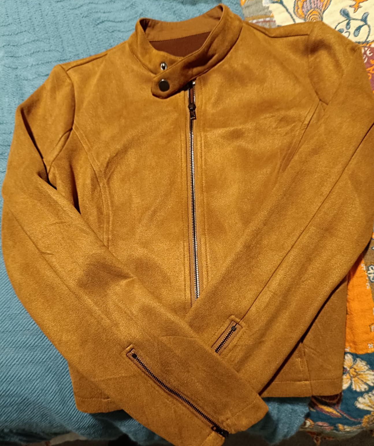 Allegra K Women's Faux Suede Jacket Zip Up Crop Biker Moto Coat Outerwear customer photo 1