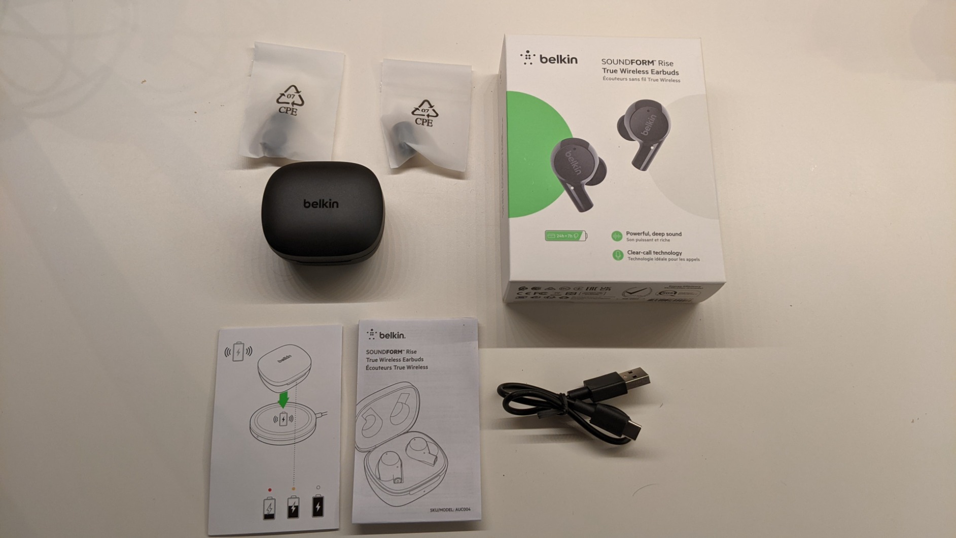 Belkin SoundForm Rise True Wireless Ear Buds with Wireless Charger Case, Dual Microphone, IPX5 Water Resistant Earbuds, Bluetooth Headphones, Compatible with iPhone, Galaxy, and More - Black customer photo 1