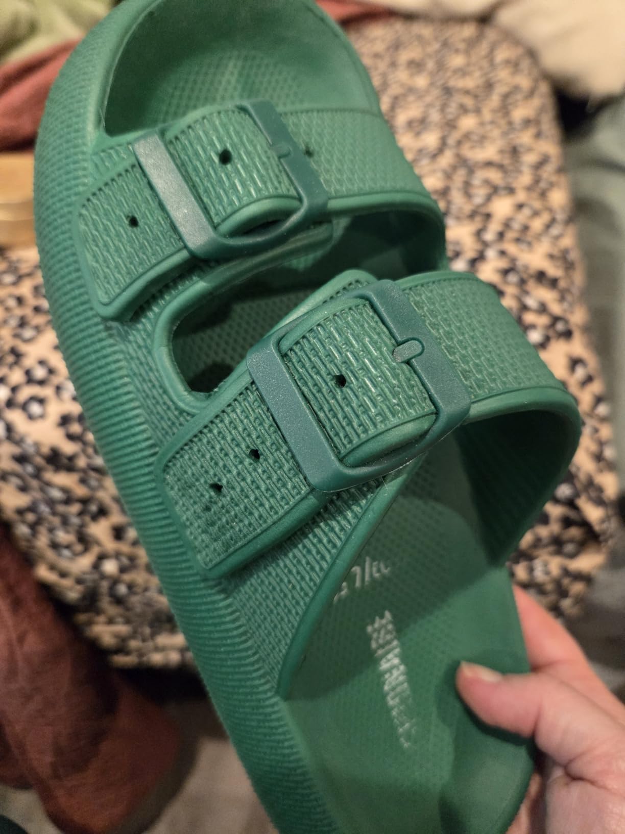 CUSHIONAIRE Fame Pillow Recovery Sandals for Women, Adjustable Double Buckle Waterproof EVA Cloud Slides for Women customer photo 1