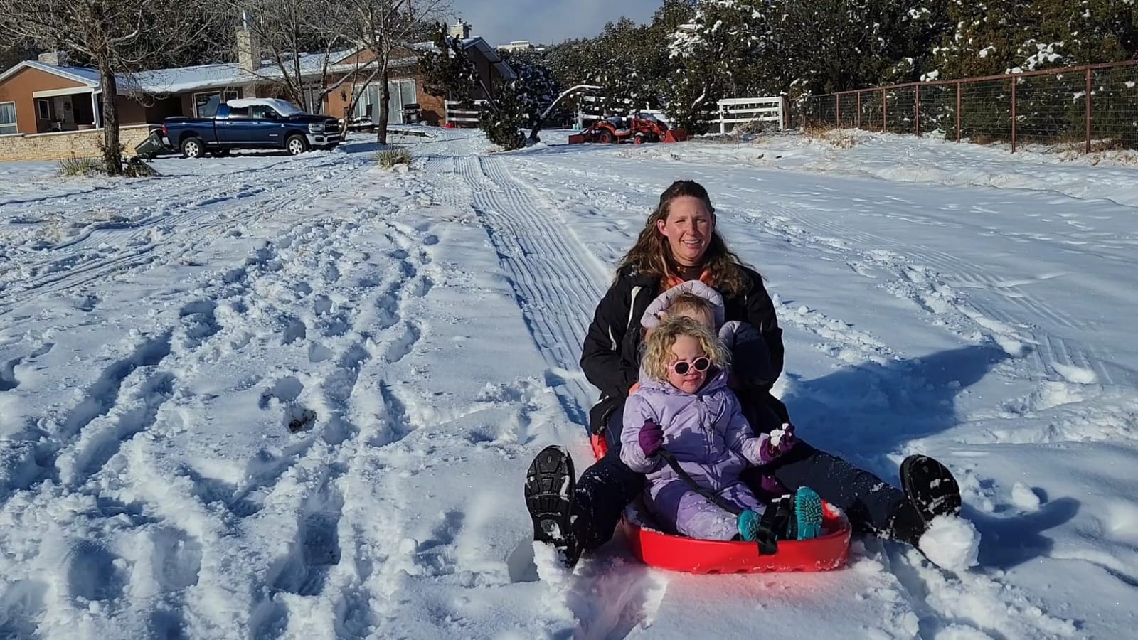 GoSports 2 Person Premium Snow Sled - Choose Red or Blue - Double Walled Construction, Pull Strap and Padded Seat customer photo 2