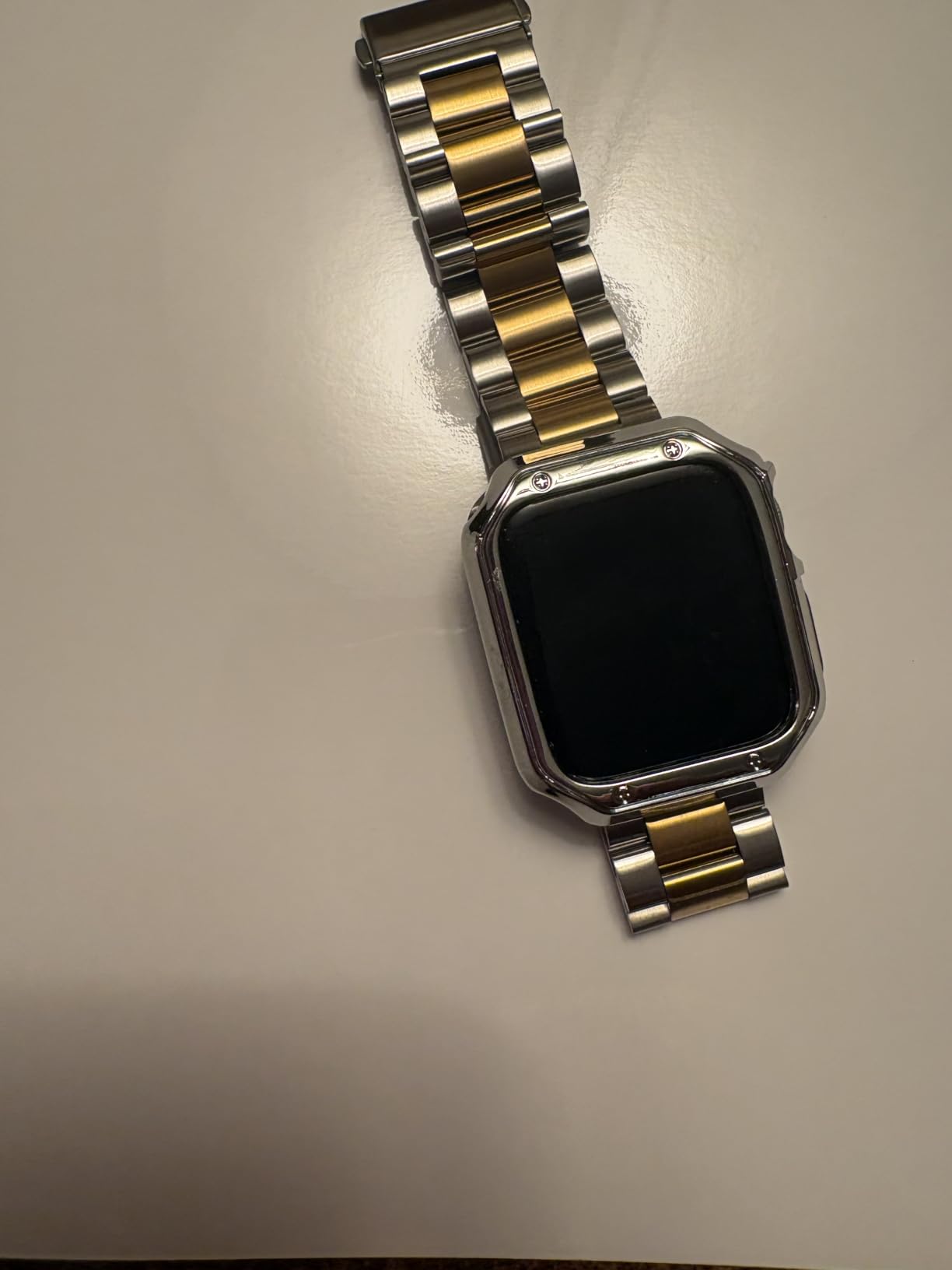 Compatible with Apple Watch Band and Case, Stainless Steel Metal Chain with Soft TPU Cover, Smart-Watch Link Bracelet Strap, Wrist-Band for i-Watch Series 9 8 7 6 5 4 3 2 1 SE, 45mm 44mm 42mm, Silver customer photo 1