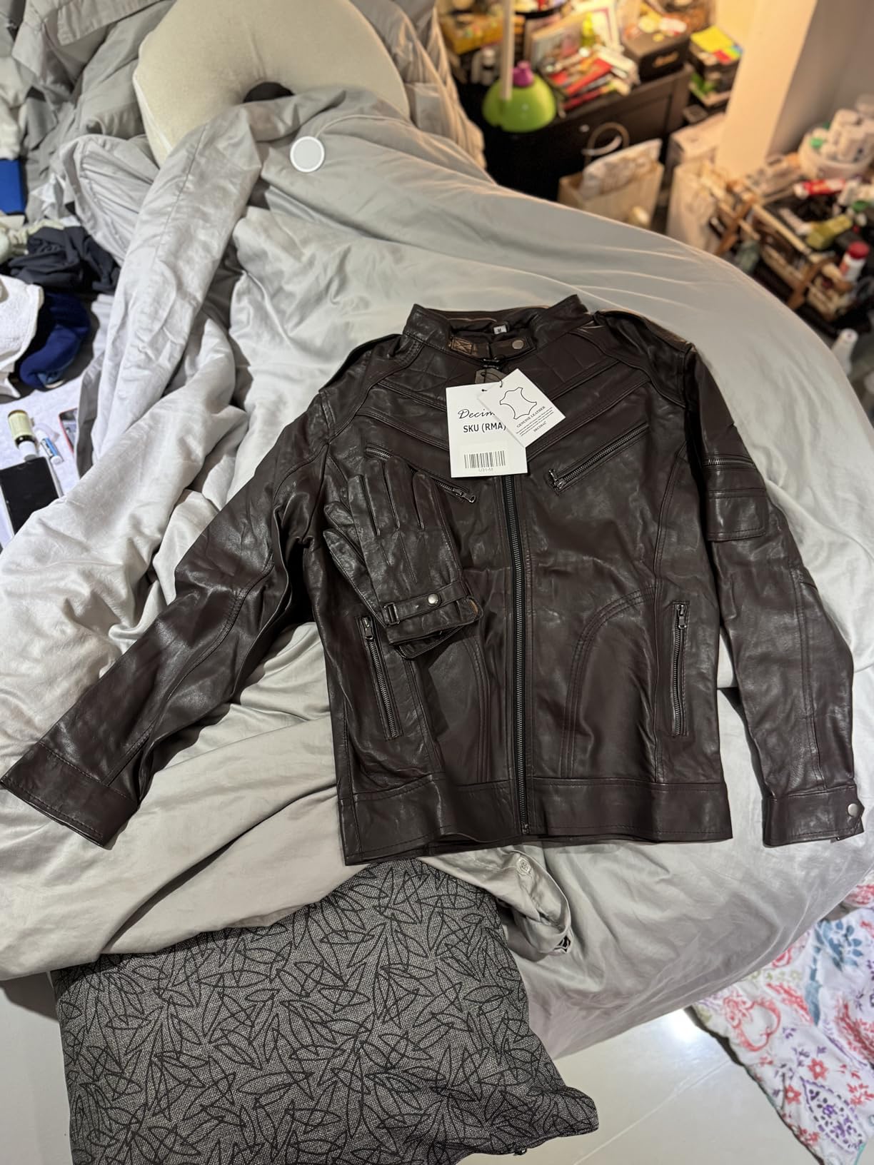 DECIMAL Men's Black Genuine Lambskin Leather Biker Jacket VINTAGE REAL MOTORCYCLE JACKETS FOR MEN customer photo 1