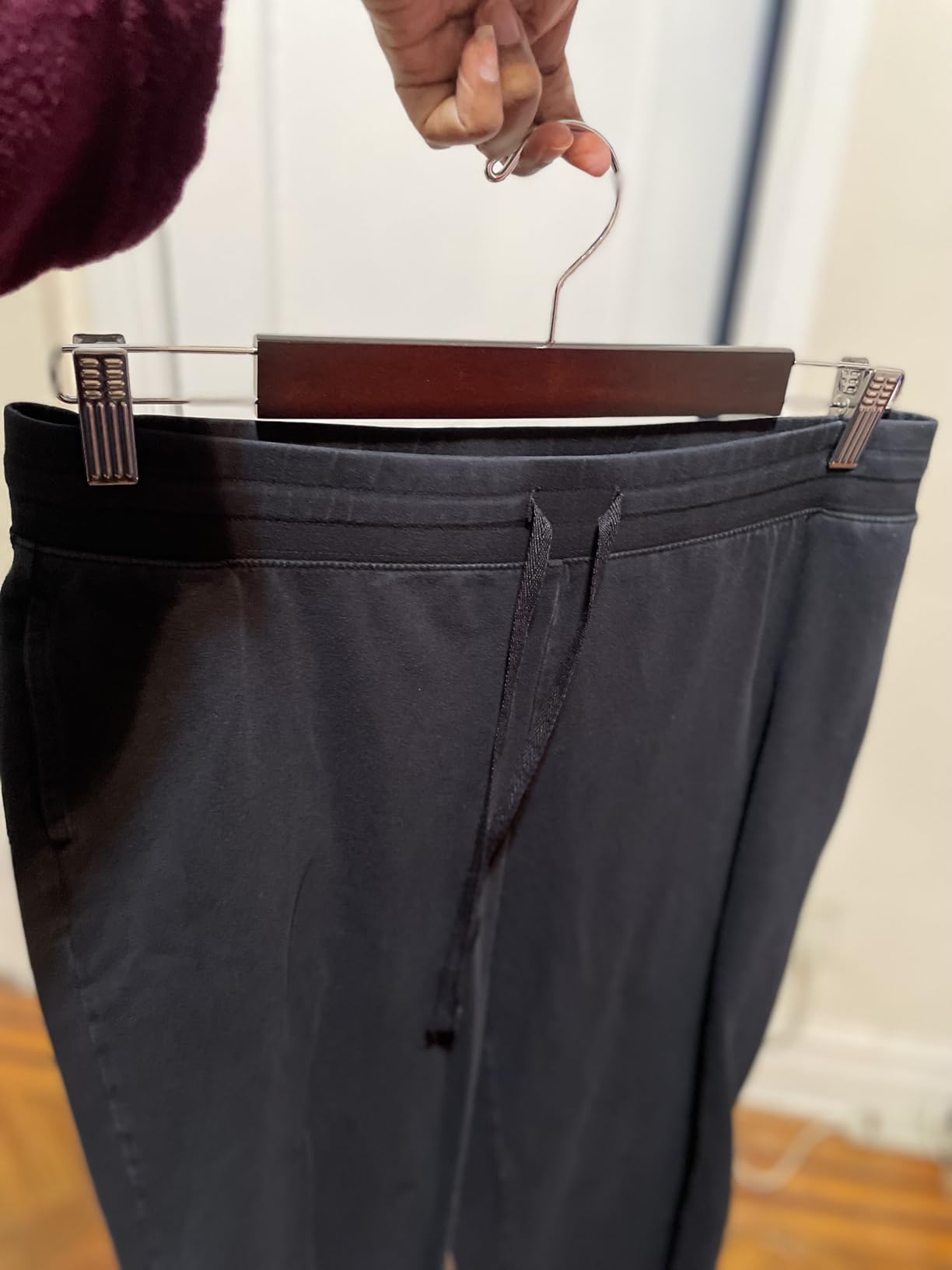 Amber Home 10 Pack Wooden Pant Hangers with Adjustable Clips, 14.17