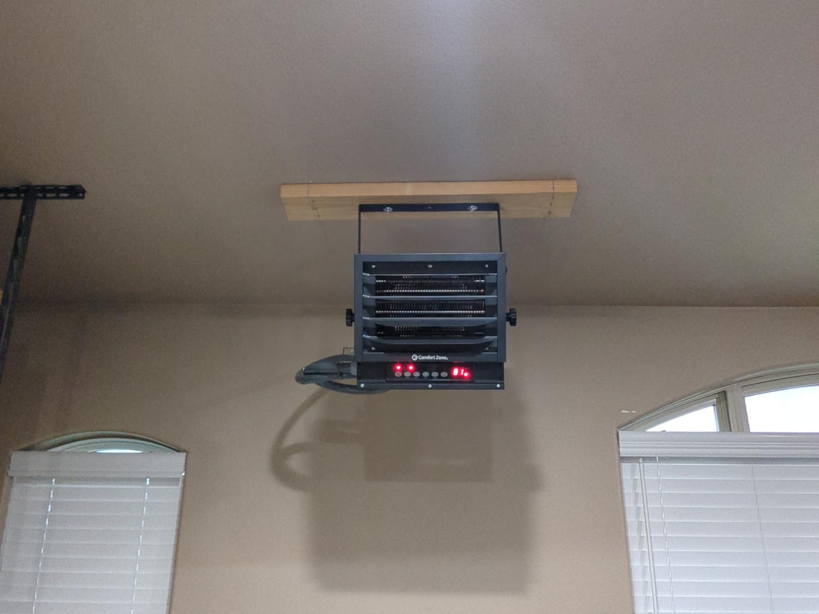 Comfort Zone Hard-Wired Ceiling Mount Garage Space Heater with Remote, 7,500 Watt, 240 Volt, Fan-Forced, Overheat Protection, Digital Thermostat, 12-Hour Timer, Ideal for Garage & Workshop, CZ230ERBK customer photo 2