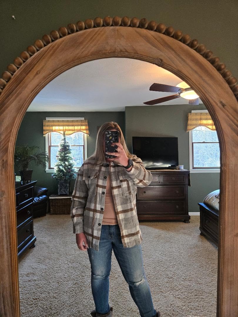 Beaully Women's Flannel Plaid Shacket 2026 Fall Button Down Shirt Jacket customer photo 2