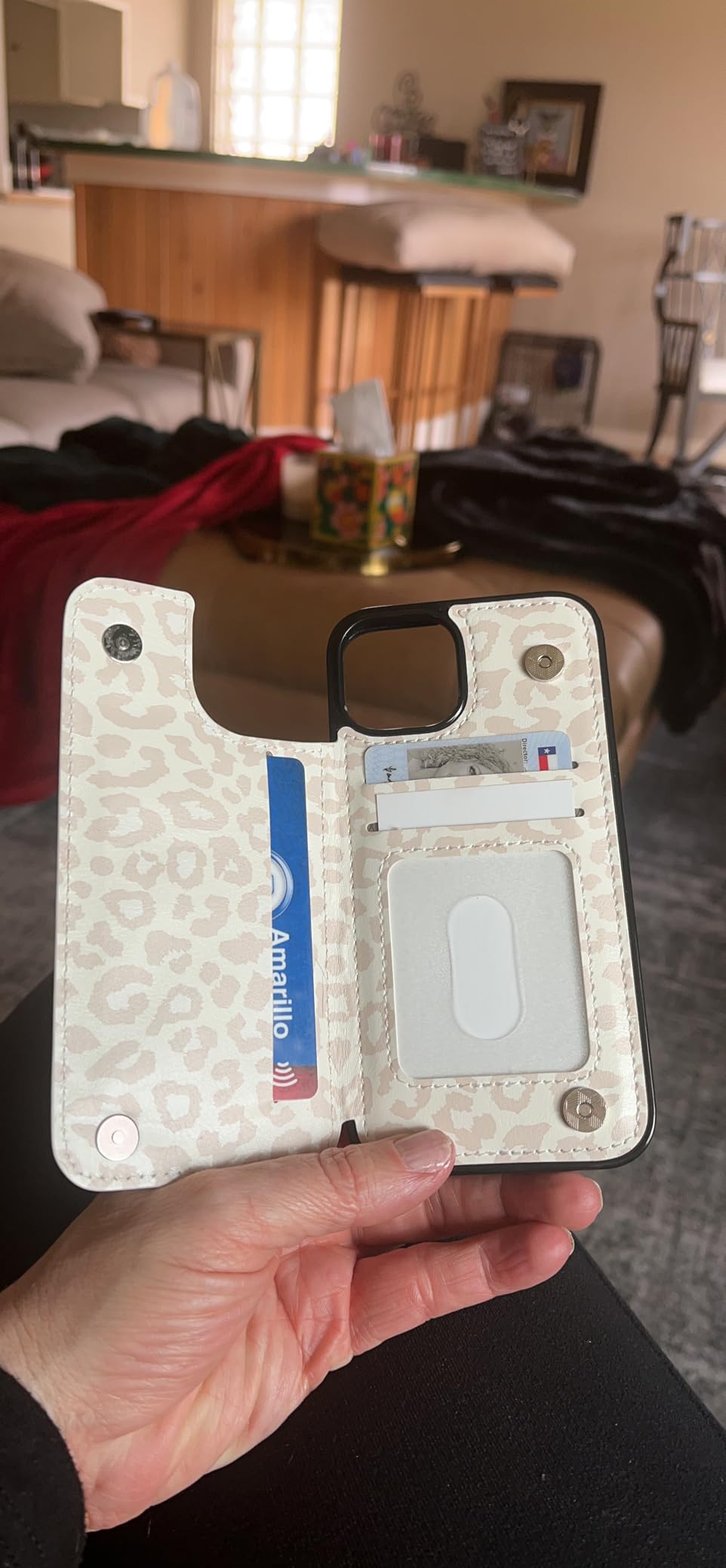 uCOLOR for iPhone 13/14 Wallet Case with Card Holder Beige Leopard | PU Leather RFID Blocking for Women Men Magnetic Clasp Kickstand 6.1