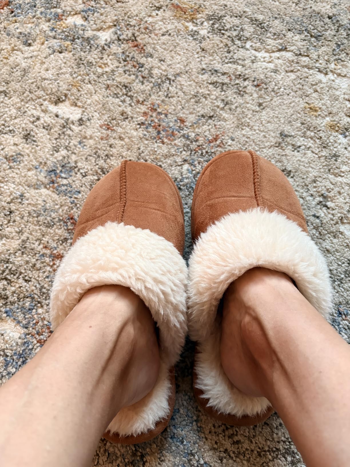 Fuzzy Memory Foam Slippers for Women Indoor Outdoor House Shoes | Fluffy Plush Lining, Non-slip Hard Sole, Faux Suede, Cozy and Warm, Cushioned, Slip On, Winter, Style, Machine Washable customer photo 1