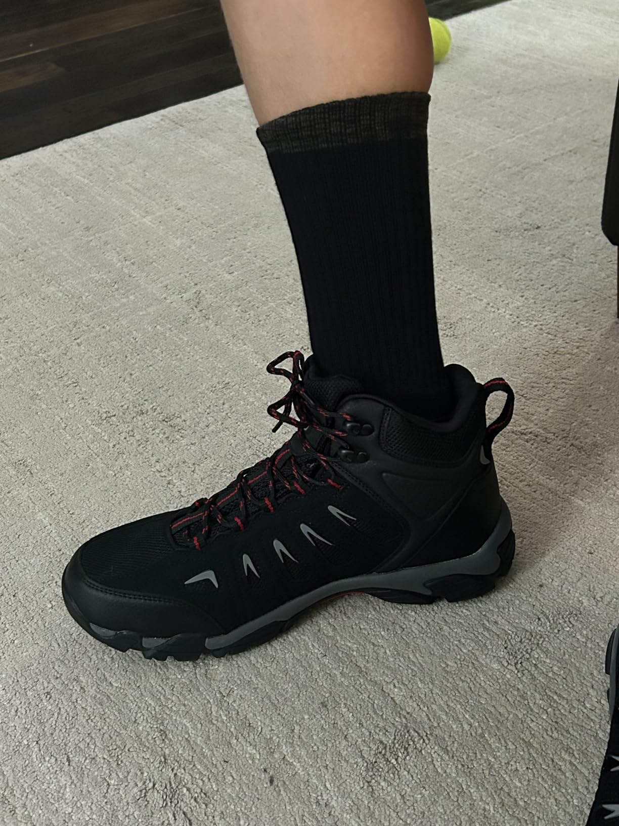 SHULOOK Men's Waterproof Hiking Boots Non-Slip Lightweight Mid Top Ankle Boot Breathable Hiker Trekking Shoes customer photo 2