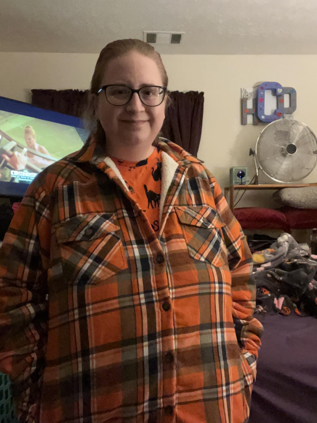 ThCreasa Womens Sherpa Lined Flannel Jacket with Hand Pockets customer photo 1