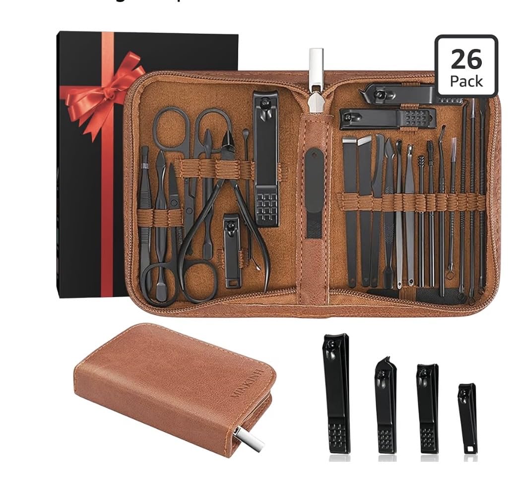 MINKINH Manicure Set Nail Clippers Set Pedicure Kit, 26-Piece Brown customer photo 2