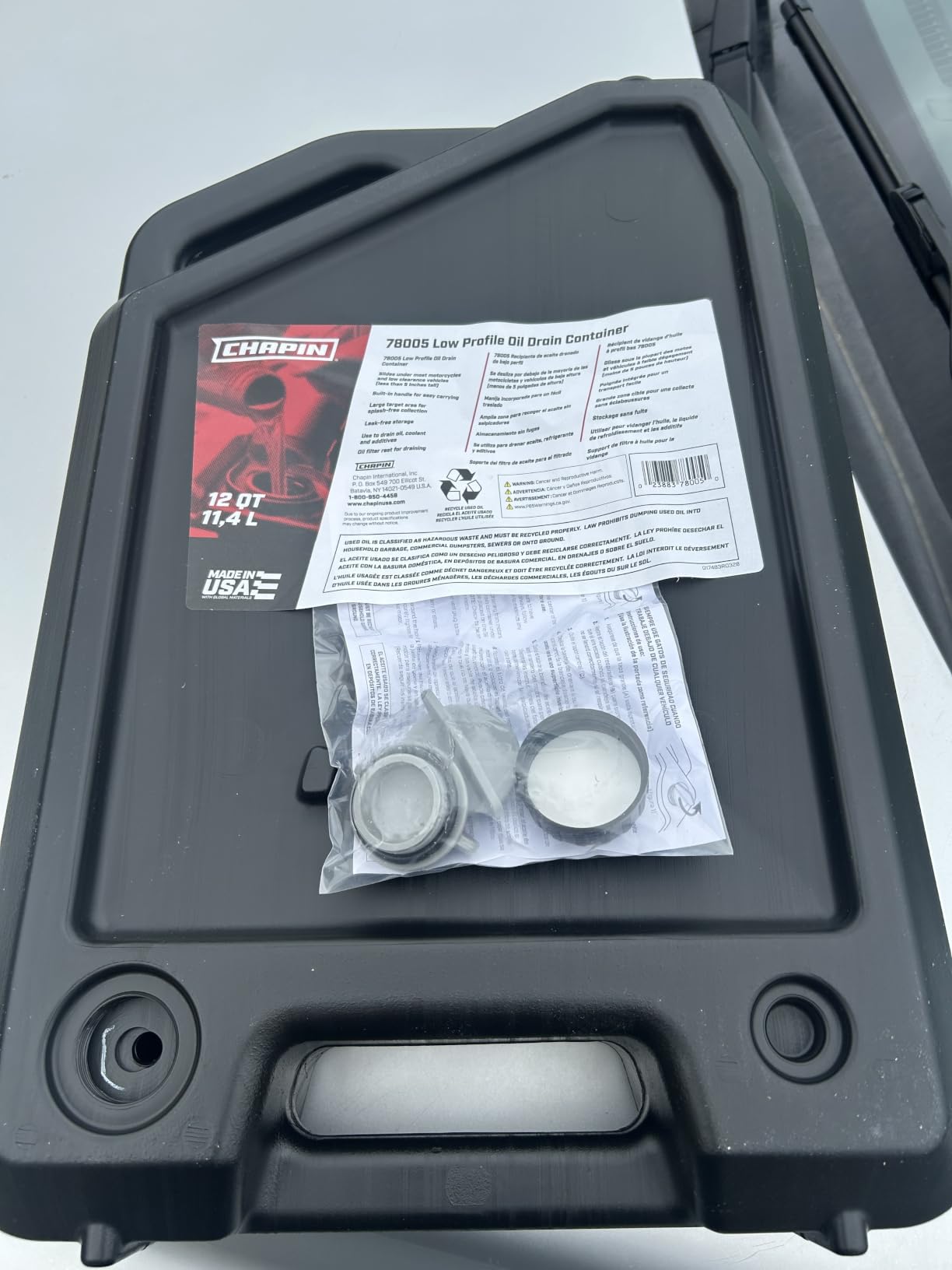 CHAPIN 78005 12-Quart Low-Profile Oil Drain Pan, Splash-Free Design customer photo 1