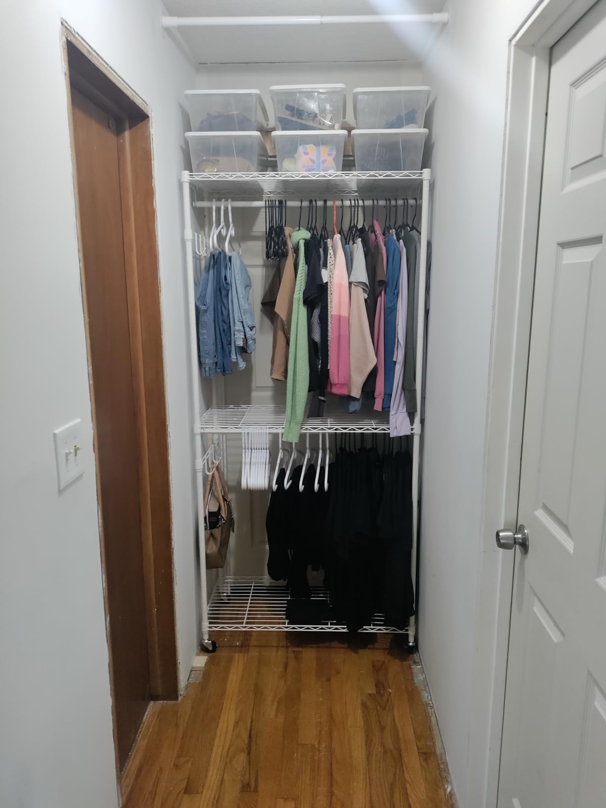 VIPEK R2 Plus Clothes Rack Heavy Duty Rolling Closet for Hanging Clothes | Lockable Silent Wheels, Double Hanging Rods, Adjustable Wire Shelving, Metal Side Hooks, Load 650lbs, for Bedroom/Home, Black customer photo 1