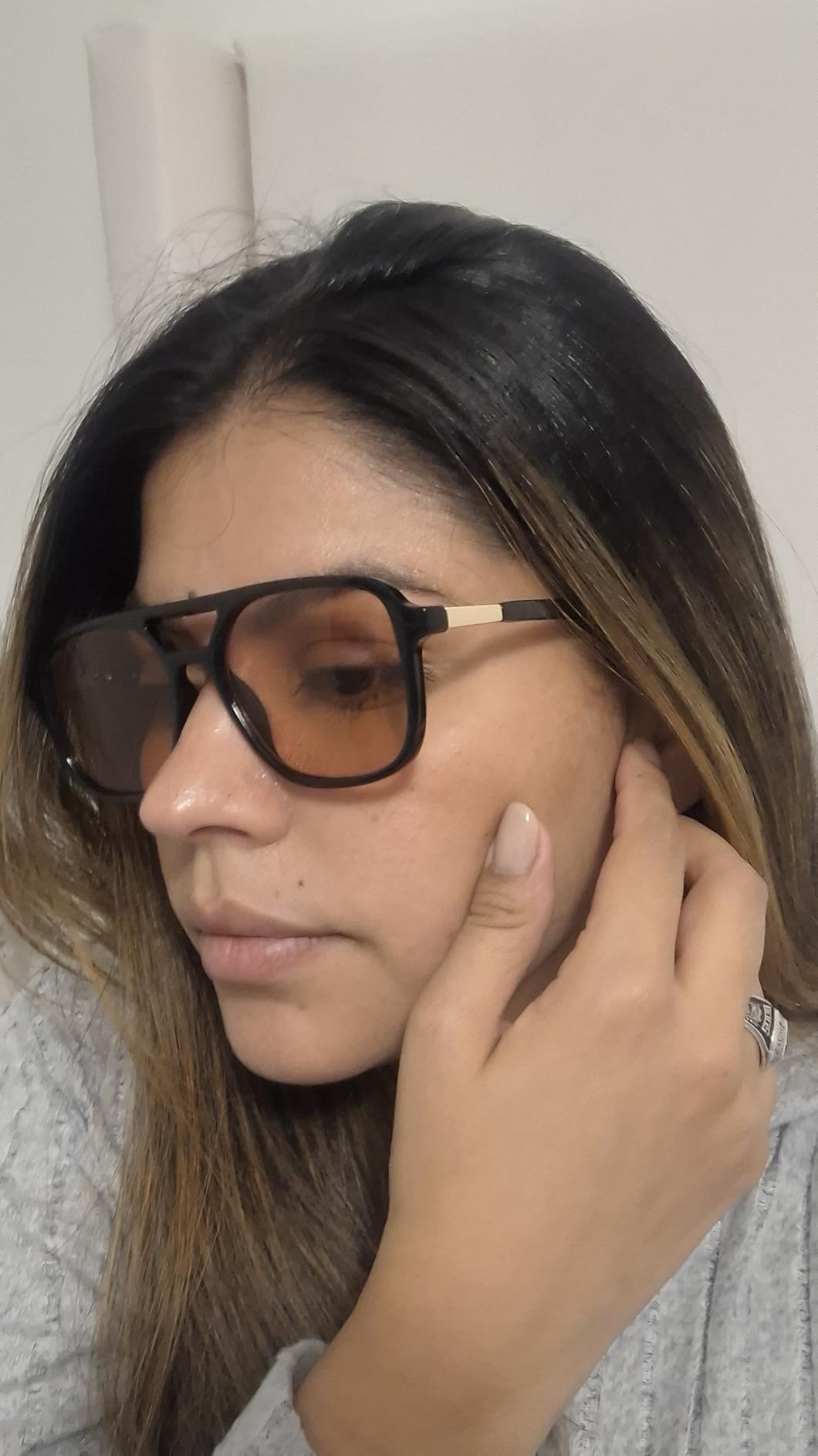 SOJOS Retro Aviator Sunglasses Womens Mens,Trendy Rectangle Shades SJ2202 customer photo 2