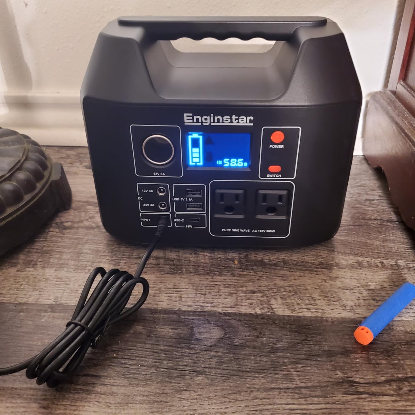 EnginStar Solar Generator, 300W Portable Power Station, 296Wh Lithium Battery Backup w/Two 110V Pure Sine Wave AC Outlet for Camping Road Trip RV, 80000mAh Sufficient Power Supply for Blackout customer photo 1