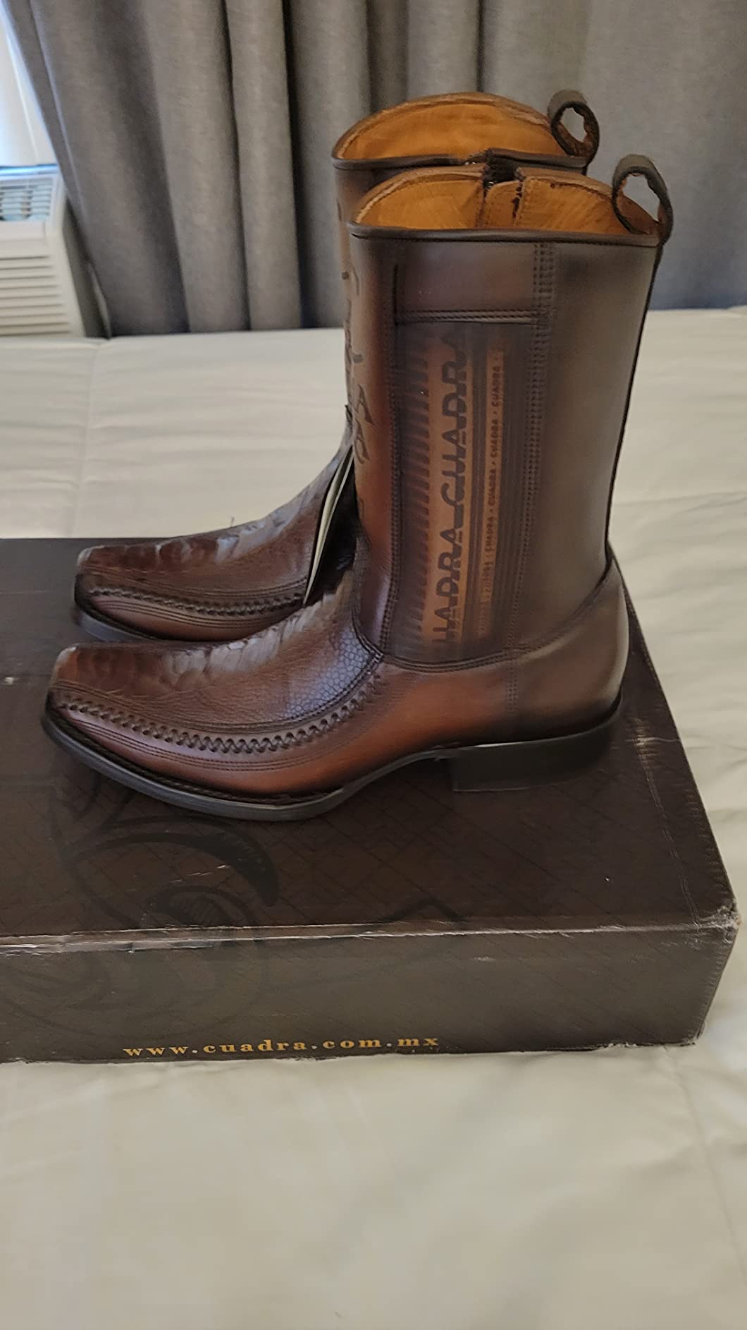 Cuadra Men's Ostrich Leg Leather Cowboy Boots Brown Side Zip customer photo 1