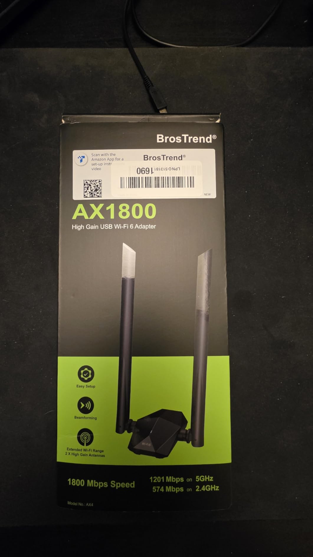 BrosTrend AX1800 USB WiFi 6 Adapter Long Range, High Gain Antennas, USB 3.0 customer photo 1