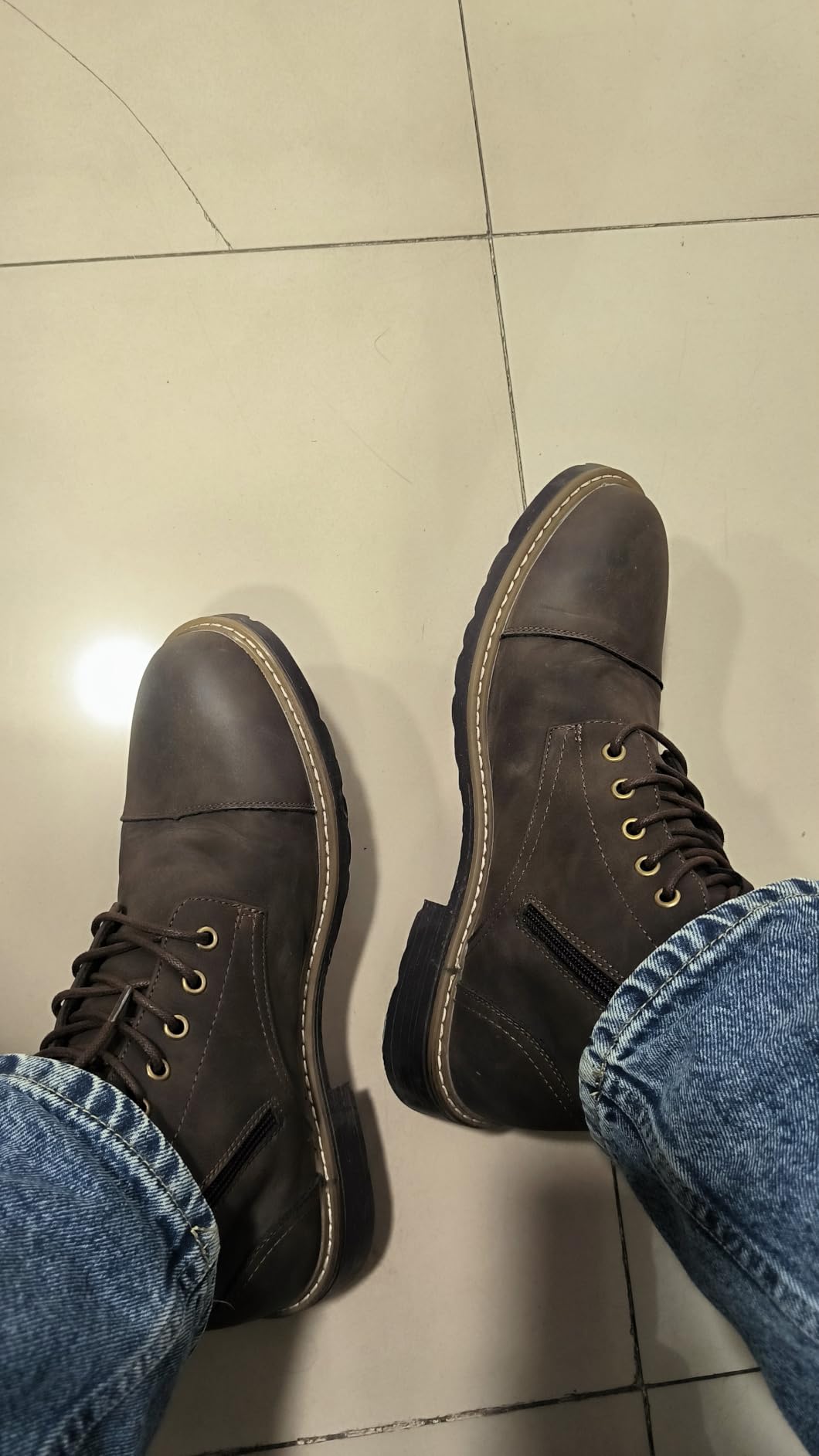 Vostey Mens Motorcycle Boots With Side Zipper Dress Boot customer photo 1