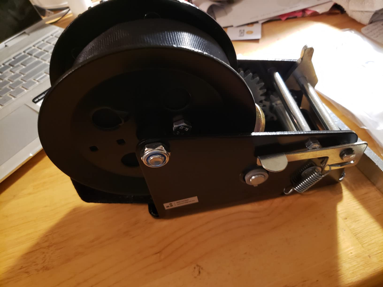 Megalint Boat Trailer Winch 3500lbs with 33ft Strap, Heavy Duty Hook Portable Hand Winch, Steel Cable 3500lb Winch Two Way Ratchet Manual Winch for SUV ATV UTV Boat for 4:1/8:1 Gear Crank Winch customer photo 1