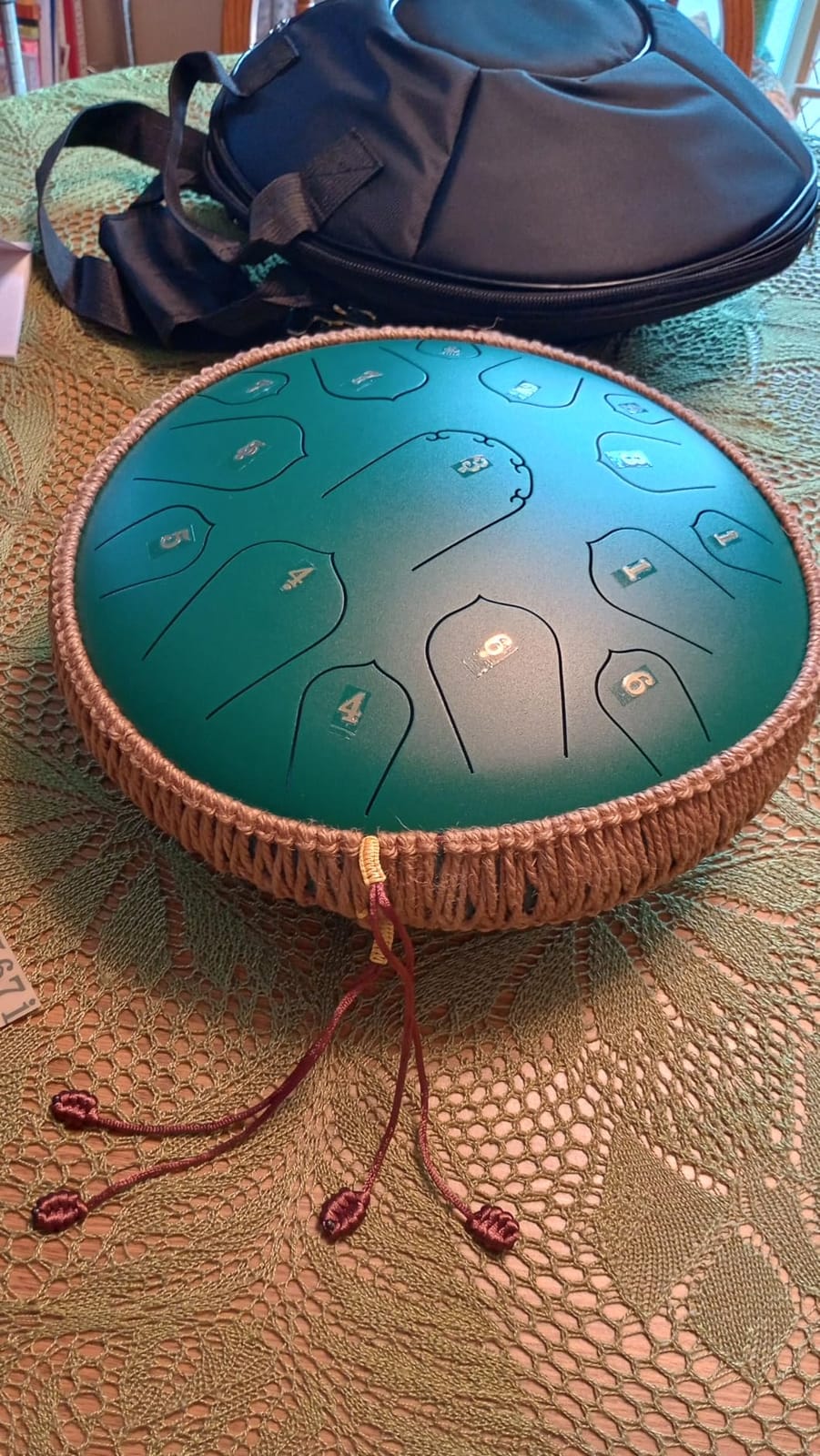 HOPWELL Steel Tongue Drum - 14 Inch 15 Note Tongue Drum - Hand Pan Drum with Music Book, Handpan Drums Mallets and Carry Bag, D Major (Navy Blue) customer photo 1