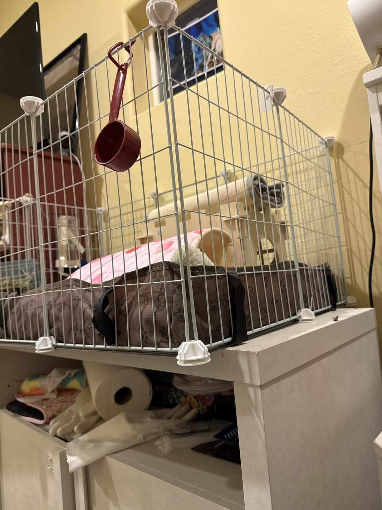C&AHOME Pet Playpen, Small Animals Supplies, 16 Panels Exercise Playpens Cage, C Grids Portable Yard Fence Indoor, Ideal for Guinea Pigs, Pet Products, DIY Metal Yard Fence, 12