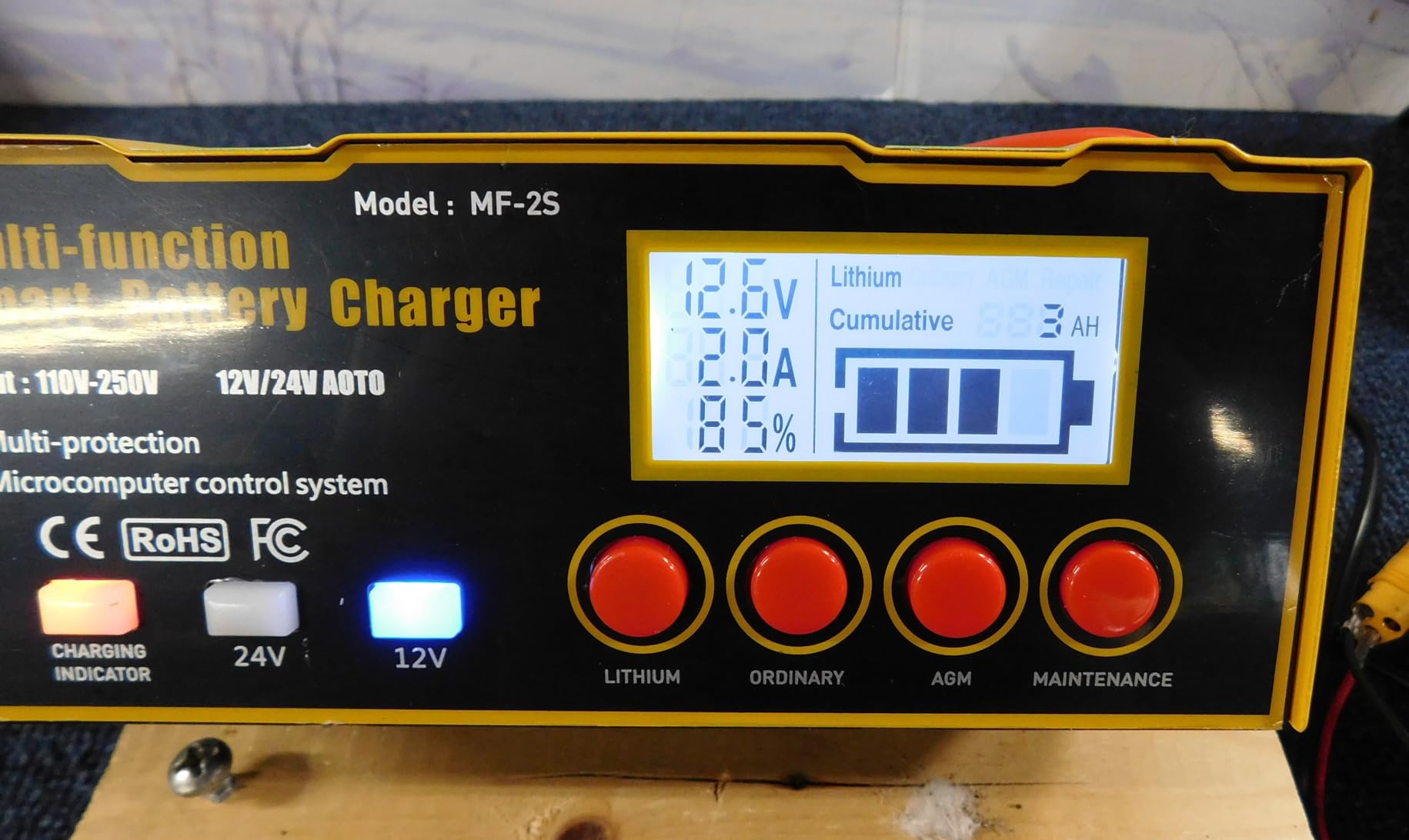 12-Amp Smart Battery Charger,Lithium,Lead-Acid(AGM/Gel/SLA) Pulse Repair Car Battery Charger,Trickle Charger,Maintainer/Deep Cycle Charger,12V/10A | 24V/7.5A for Automotive,Boat,Motorcycle,Lawn Mower customer photo 1