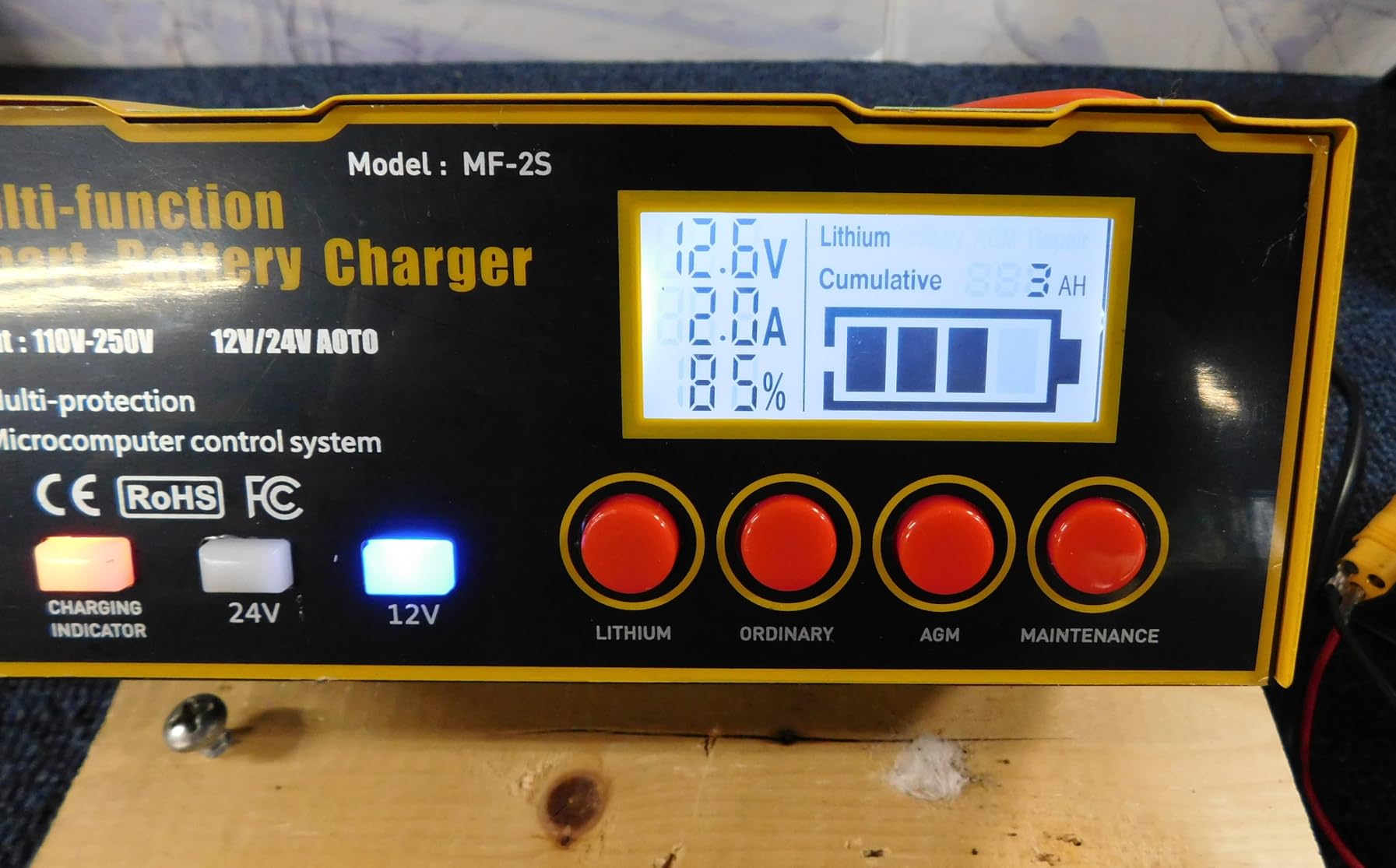 12-Amp Smart Battery Charger,Lithium,Lead-Acid(AGM/Gel/SLA) Pulse Repair Car Battery Charger,Trickle Charger,Maintainer/Deep Cycle Charger,12V/10A | 24V/7.5A for Automotive,Boat,Motorcycle,Lawn Mower customer photo 2
