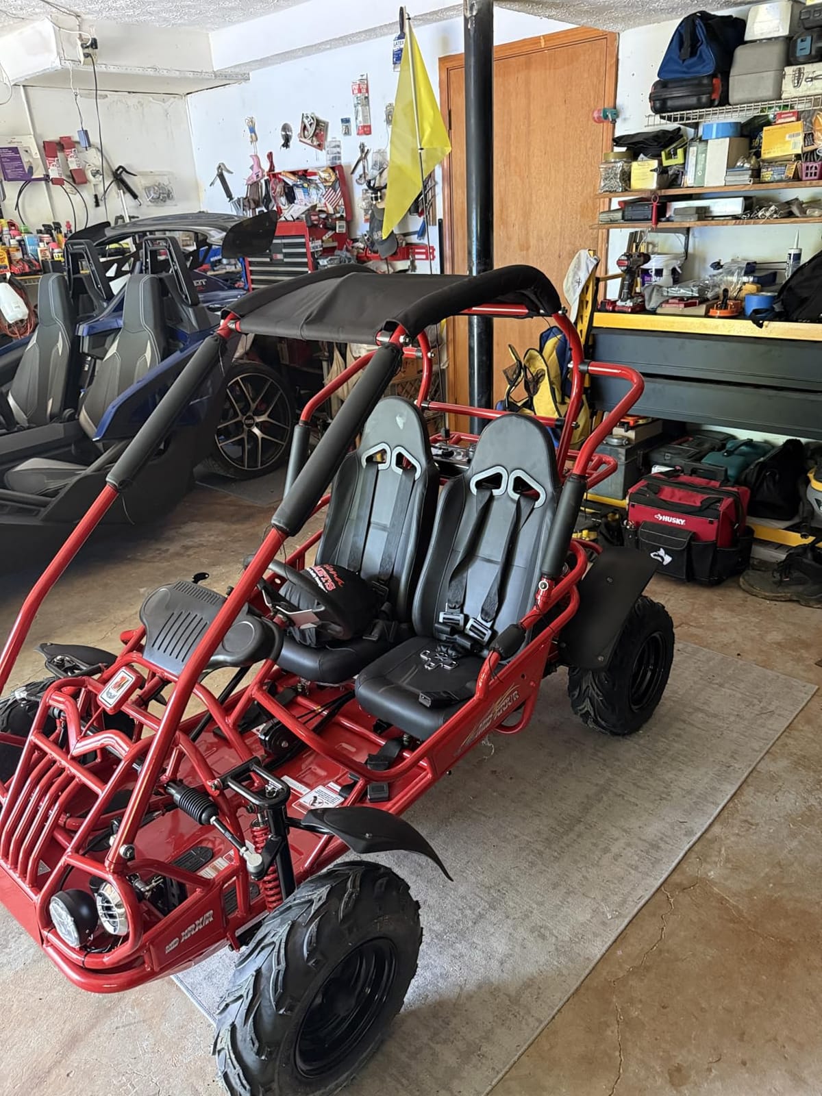 TRAILMASTER Mid XRX/R - Deluxe Go Kart Buggy with Reverse, Full roll cage and Safety Harness, Ages 10 and up, 196 CC Electric Start. (Red) customer photo 1