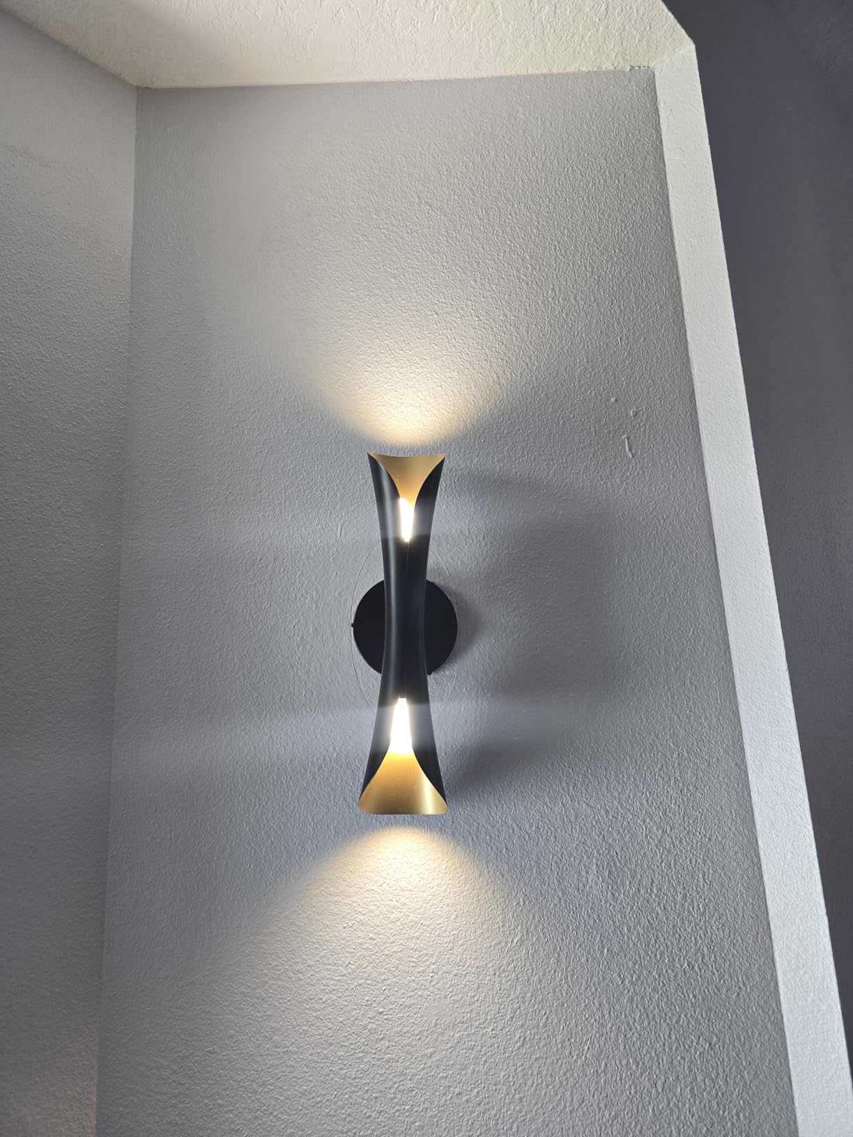 Tubicen Wall Sconce, Modern Dimmable Hardwired Wall Light Black&Gold 15.7