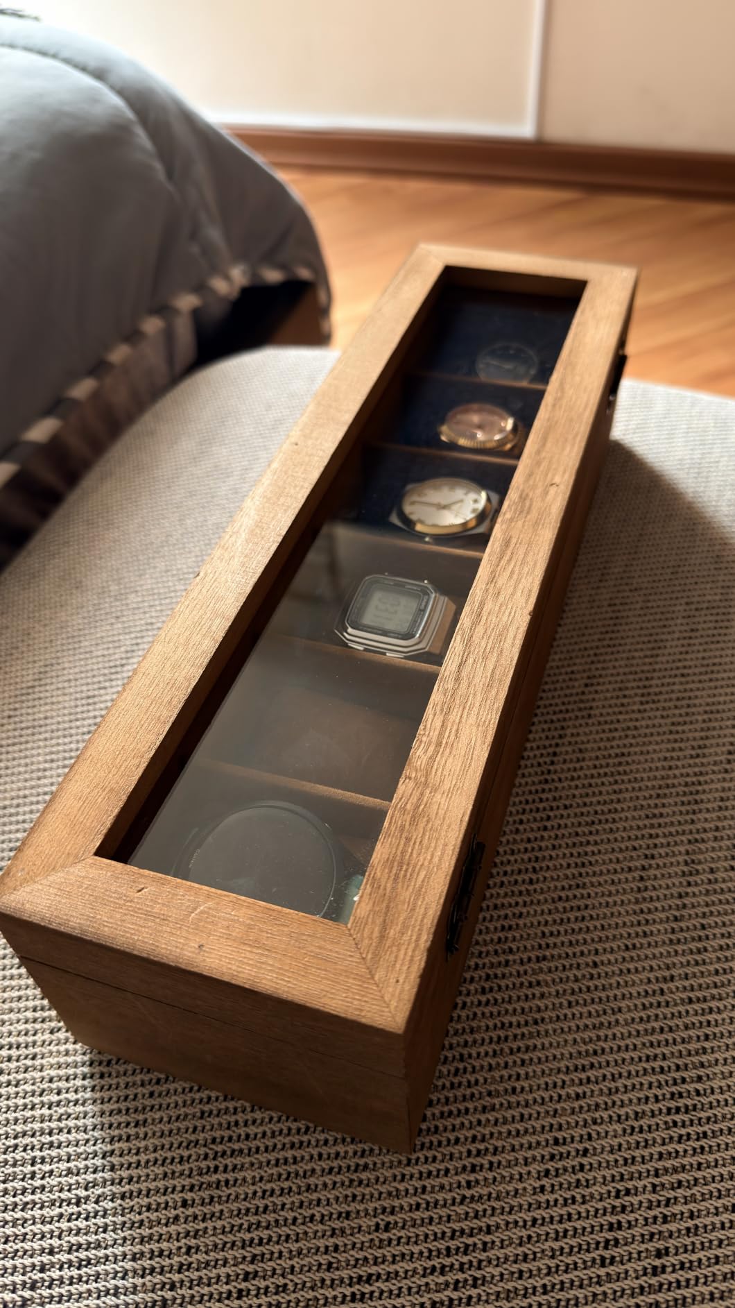 SONGMICS 12-Slot Wooden Watch Box, Display Case with Large Glass Lid customer photo 2