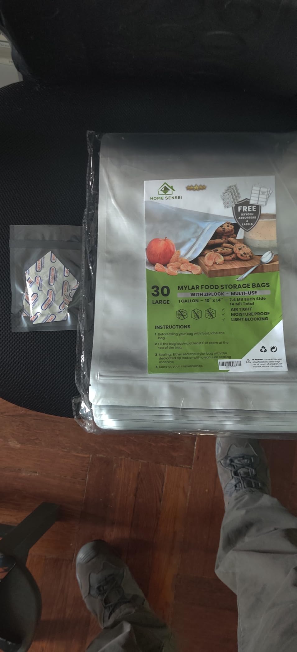 10pcs 5 Gallon Mylar Bags for Food Storage - 10 Mil Thick - Extra large bags 5 Gallon with Oxygen Absorbers 2500cc - Zipper Resealable Milar Bags customer photo 1