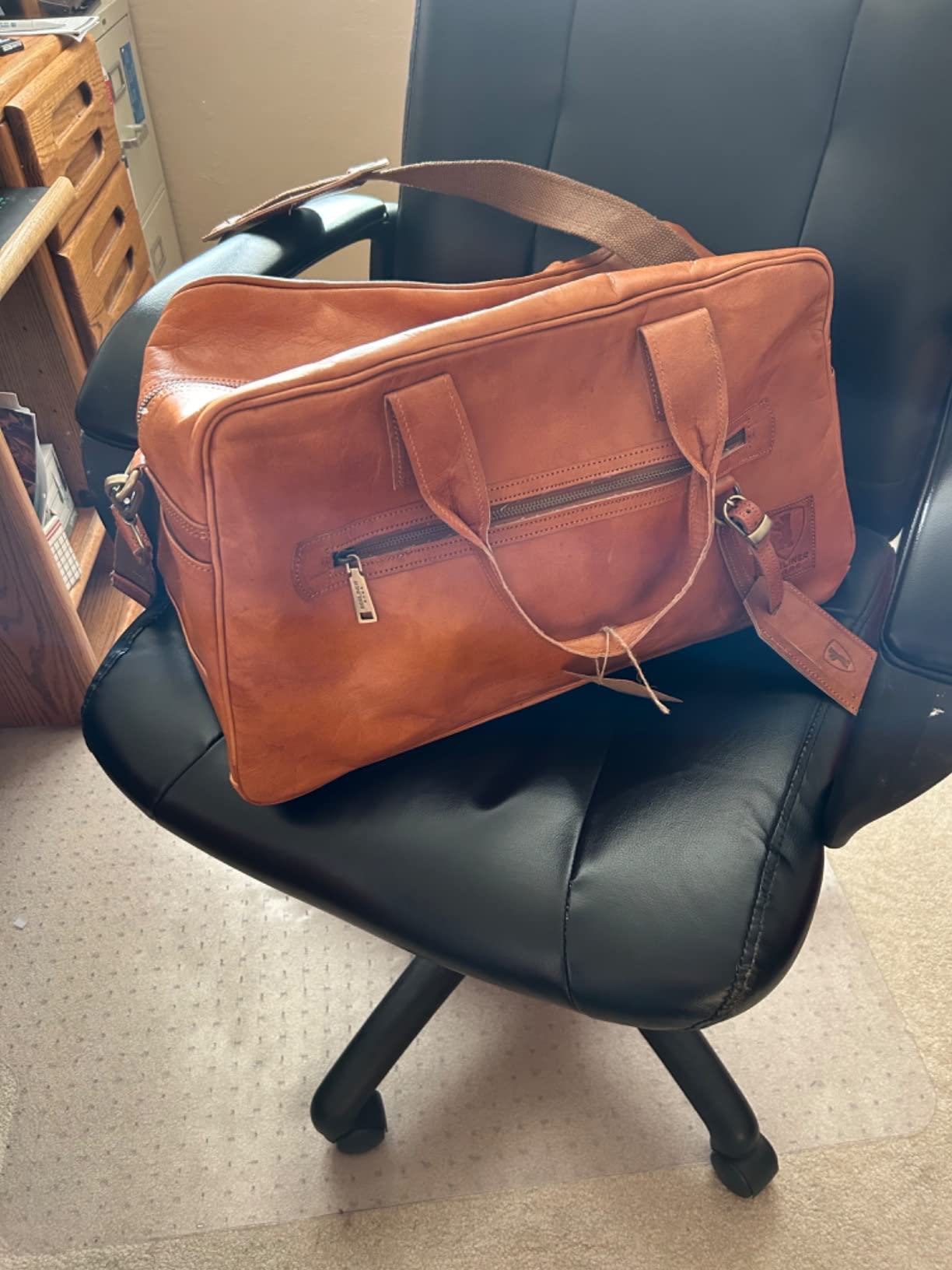 Berliner Bags Vintage Genuine Leather Duffle Bags For Men Austin XL- Brown customer photo 2