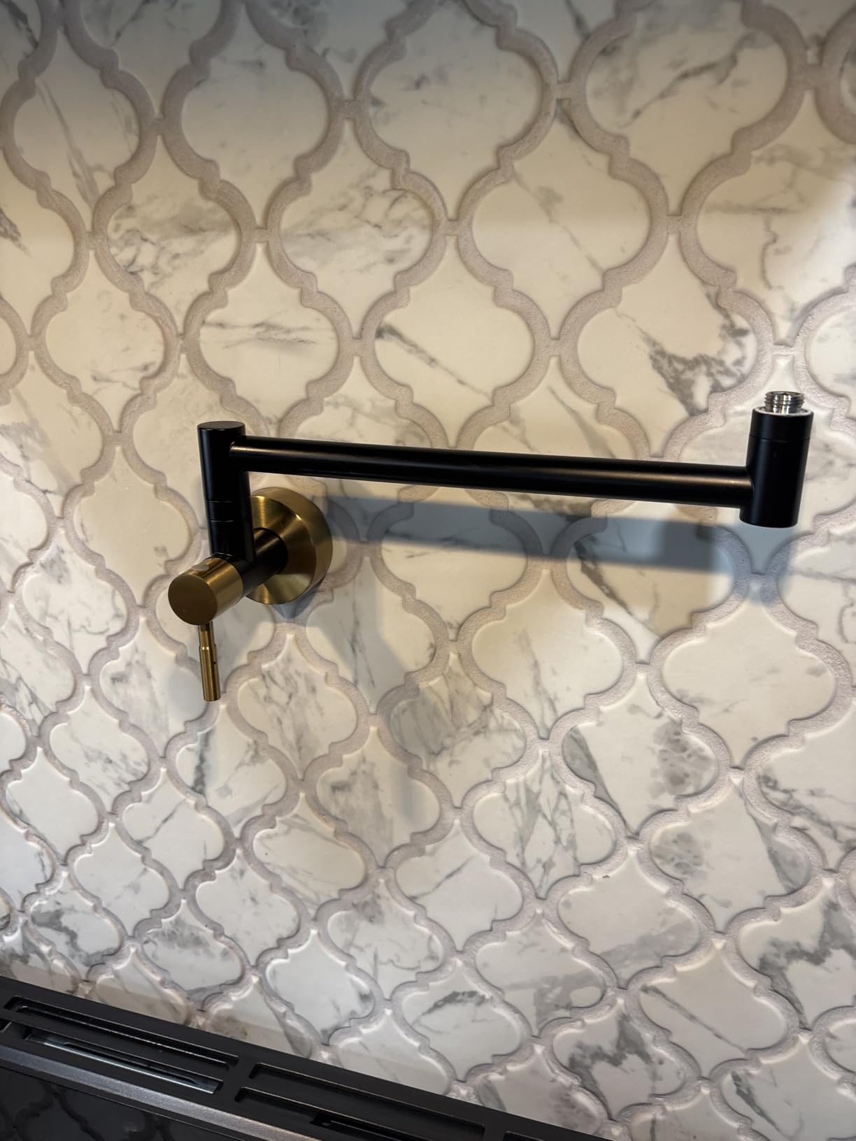 Fransiton Brushed Nickel Pot Filler, Pot Filler Faucet Wall Mount, Brass Folding Stretchable with Double Joint Swing Arm Single Hole Two Handles Kitchen Restaurant customer photo 1