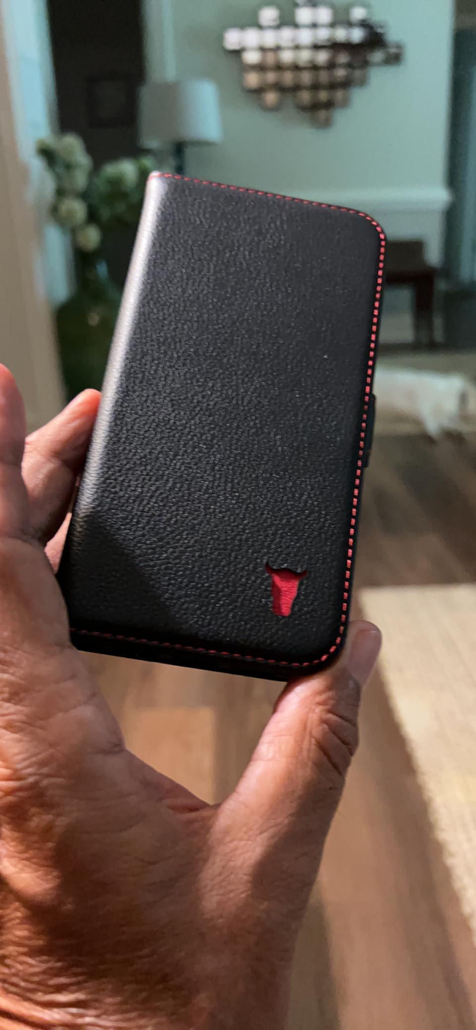 TORRO Leather Case Compatible with iPhone 14 - Genuine Leather Wallet Case/Cover with Card Holder and Stand Function (Dark Brown) customer photo 2