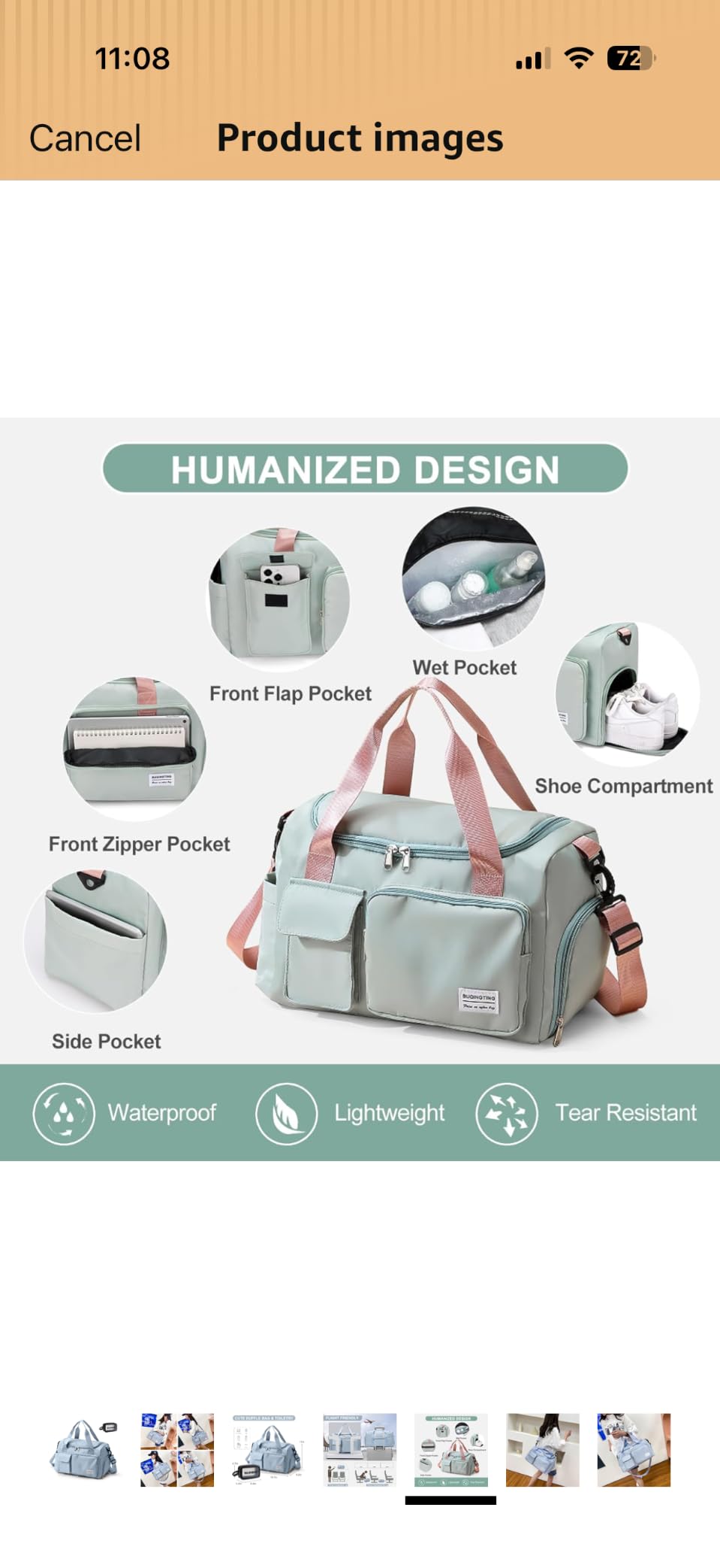 Small Gym Bag for Women, Travel Duffle Bag Carry On Weekender Bag with Shoe Compartment customer photo 2