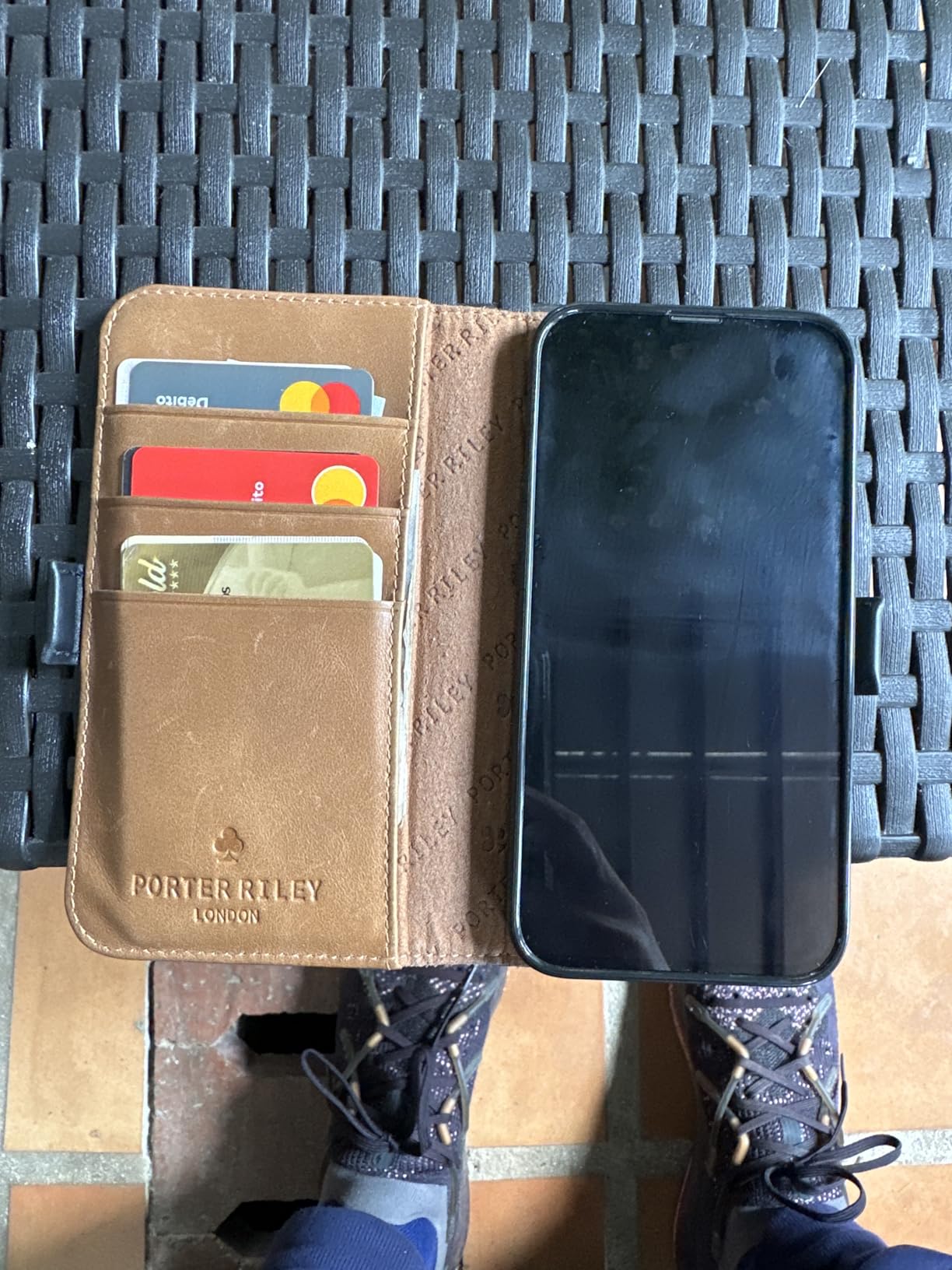 Porter Riley - Leather Case for iPhone 14. Premium Genuine Leather Stand/Cover/Wallet/Flip Case with [Card Slots] [Horizontal Stand] [Durable Frame] (Tan) customer photo 1