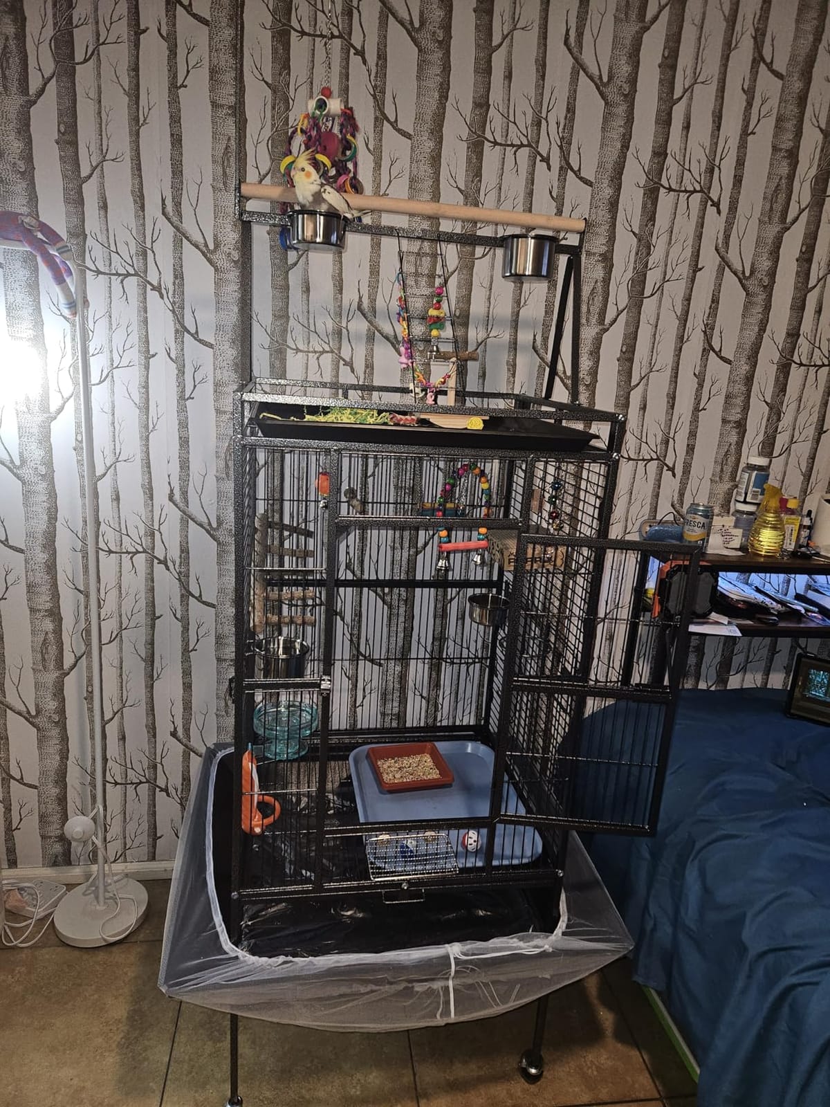 82 Inch Bird Cage, BOINN Bird Flight Cages with Rolling Stand & Bottom Tray, Wrought Iron Parrot Cage with PlayTop for Parakeet, Lovebirds, Ringneck, Cockatiels customer photo 1
