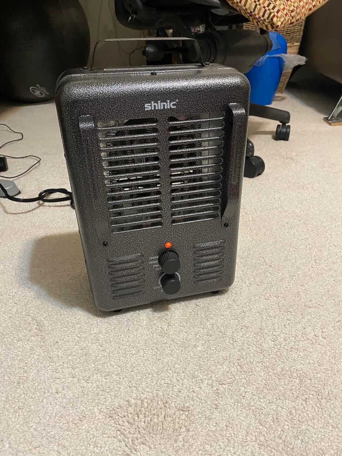 Shinic Space Heater,1500W Milkhouse Heater with Thermostat, Stay Cool Durable Metal Housing, Overheat protection, 3-Prong Plug, Tip-Over Auto Shut Off, Utility Heater for Garage, Bedroom, Greenhouse customer photo 1