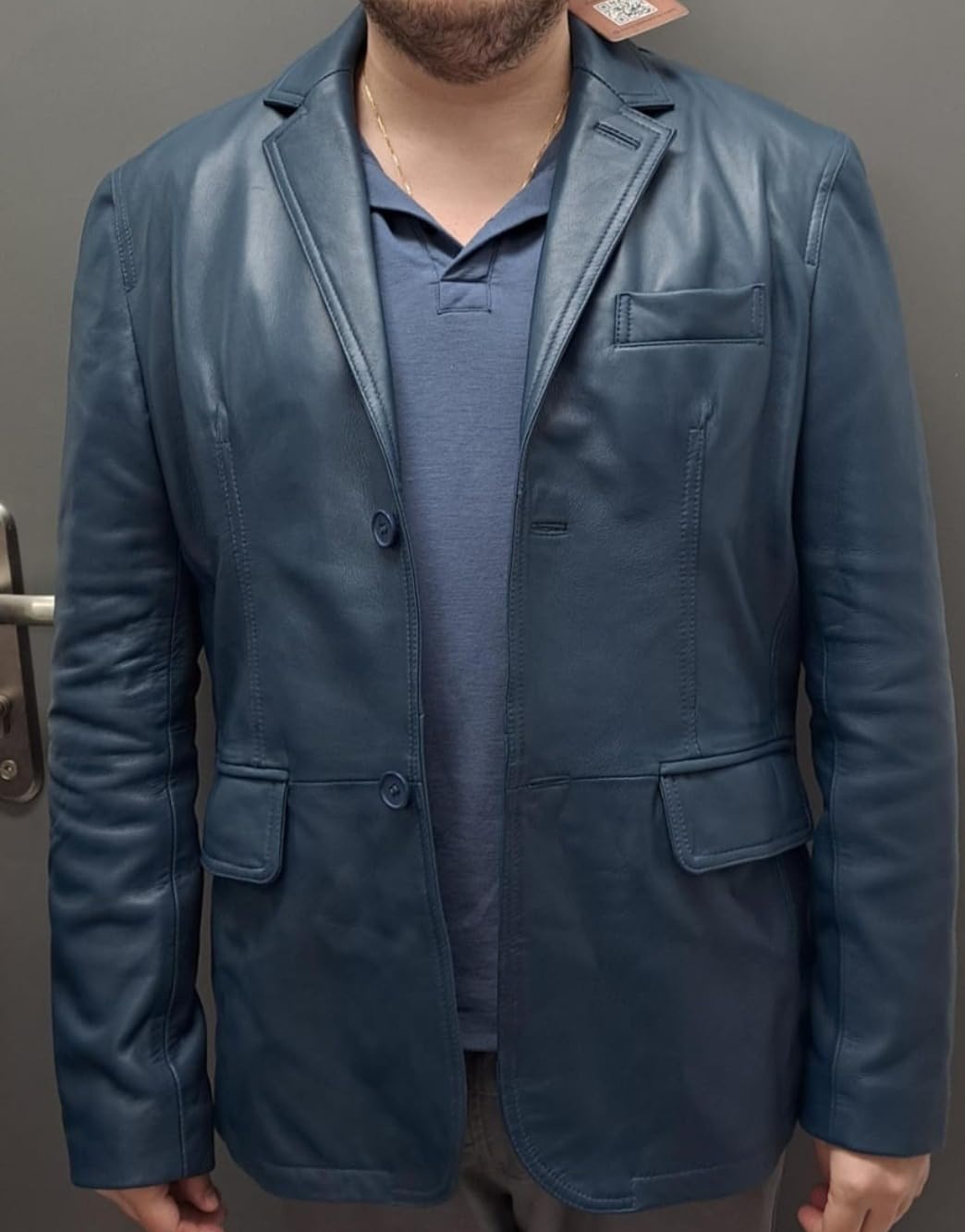 Jild Lambskin Leather Jacket Men Casual Coat - Notched Collar Classic Bond's Style Ultimate Leather Blazer for Men customer photo 2