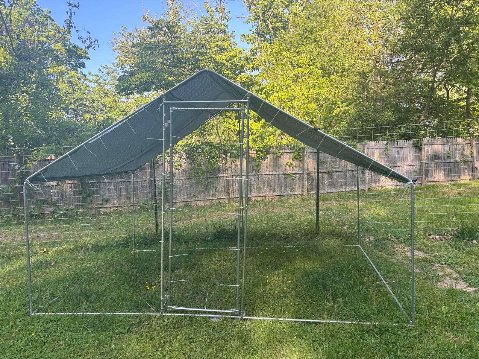 Large Metal Chicken Coop Round Top Upgrade Tri-Supporting Wire Mesh Chicken Run,Chicken Pen with Water-Resident and Anti-UV Cover,Duck Rabbit House Outdoor (13'L x 9'W x 6.5'H) customer photo 2