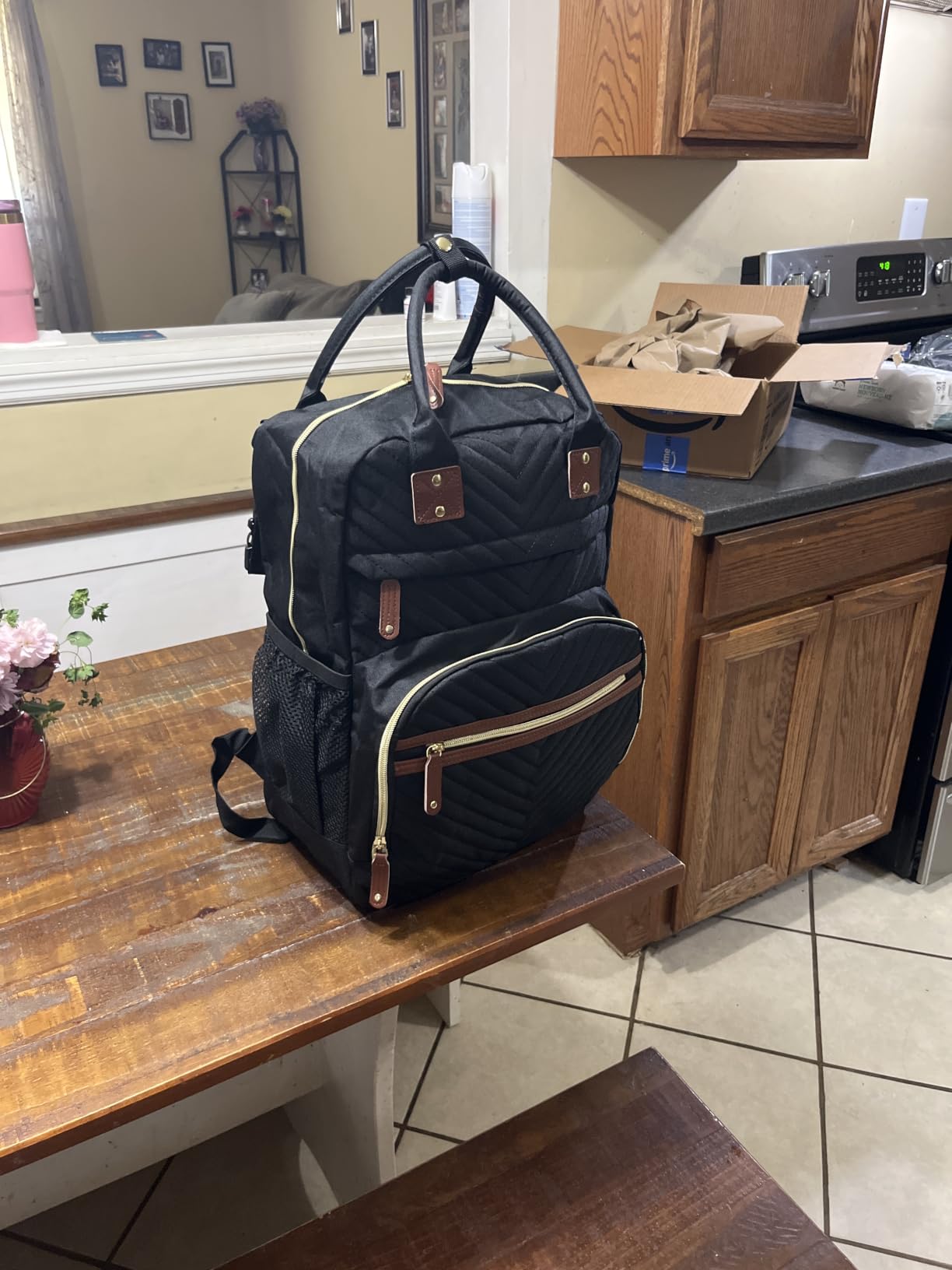 Tenot Diaper Bag Backpack for Women with Insulated Pockets Black customer photo 2