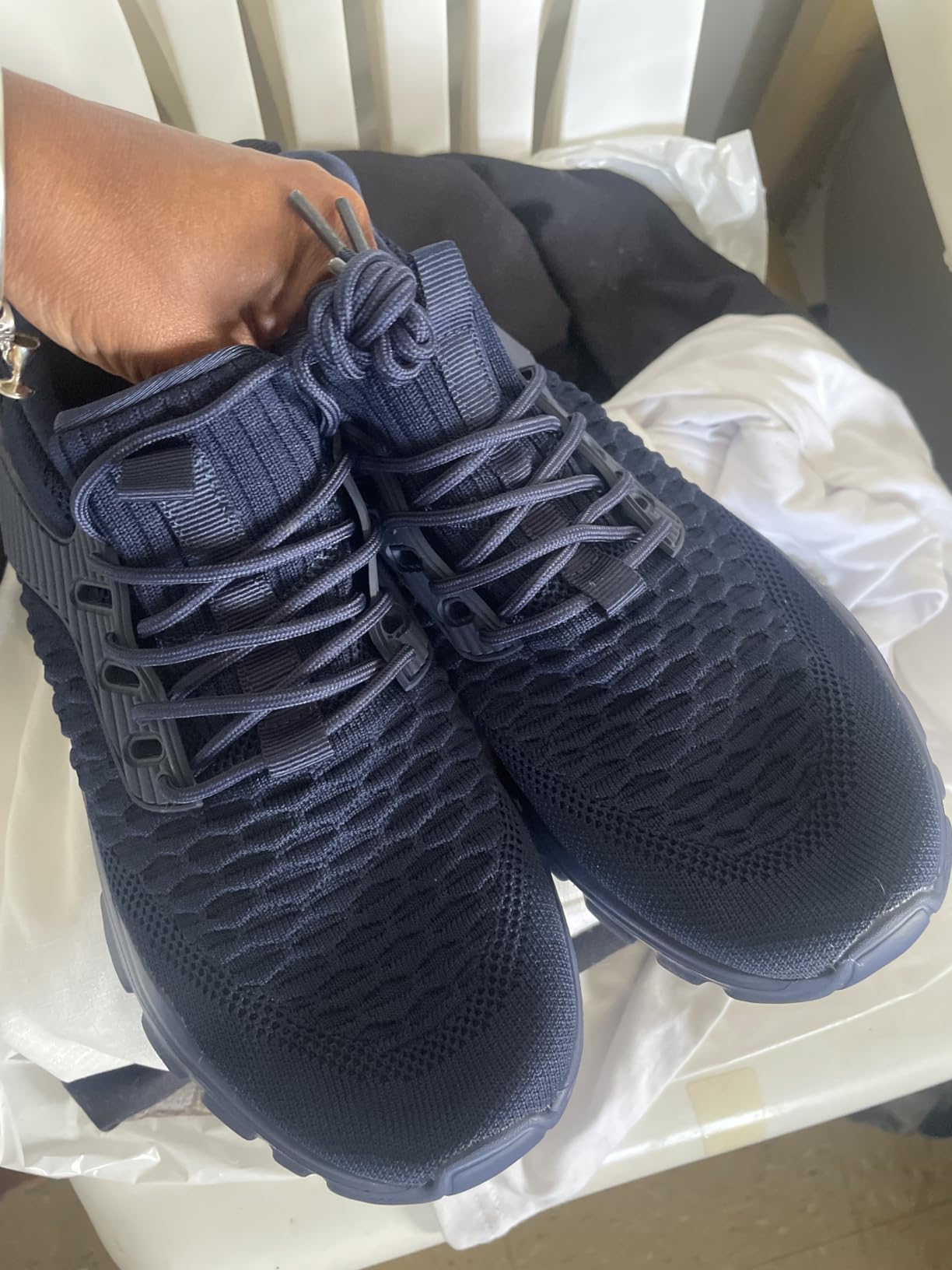 Srenket Men's Running Shoes, Non Slip, Breathable, Lightweight Fashion Sneakers, Slip Resistant Athletic Sports Walking Gym Work Shoes customer photo 2