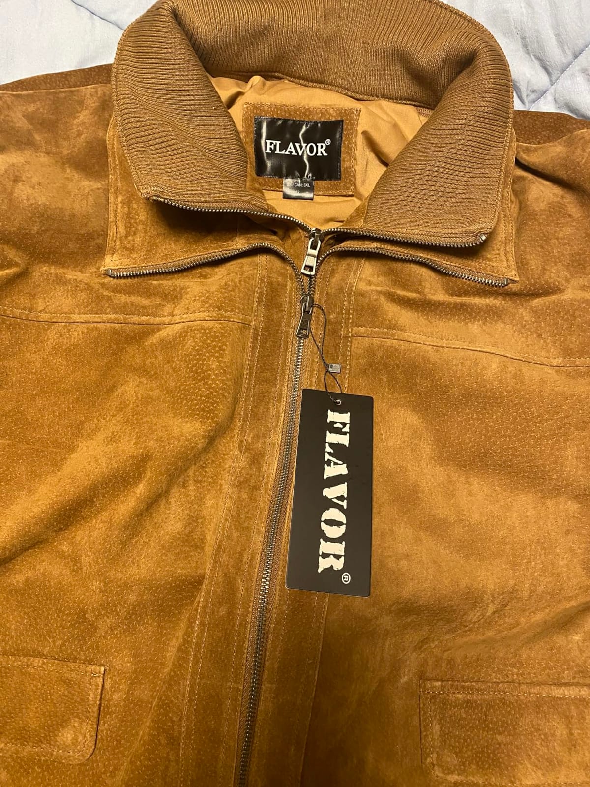 FLAVOR Men's Classic Leather Jacket Suede Winter Coat customer photo 2