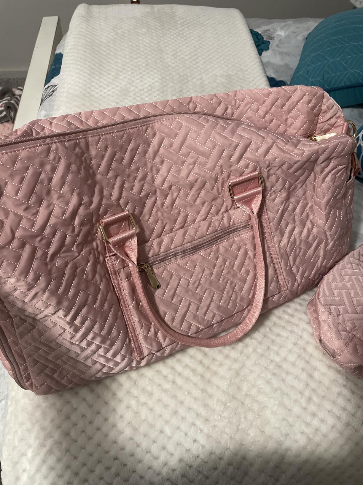 Duffle Bag for Travel, Weekender Bag with Shoe Compartment, Carry On Overnight Bag for Women with Toiletry Bag, Gym Bag with Wet Pocket, Hospital Bags for Labor and Delivery Beige customer photo 2
