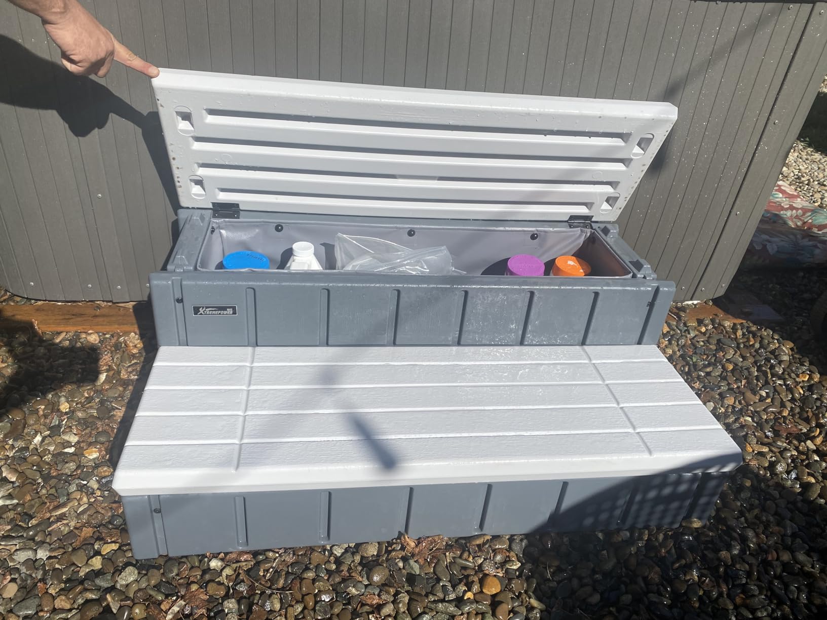 XtremepowerUS Universal Heavy Duty 2-Step Spa & Hot Tub Step Porch Steps with Large Storage Compartment Non-Slip Resistant Step Stairs 36