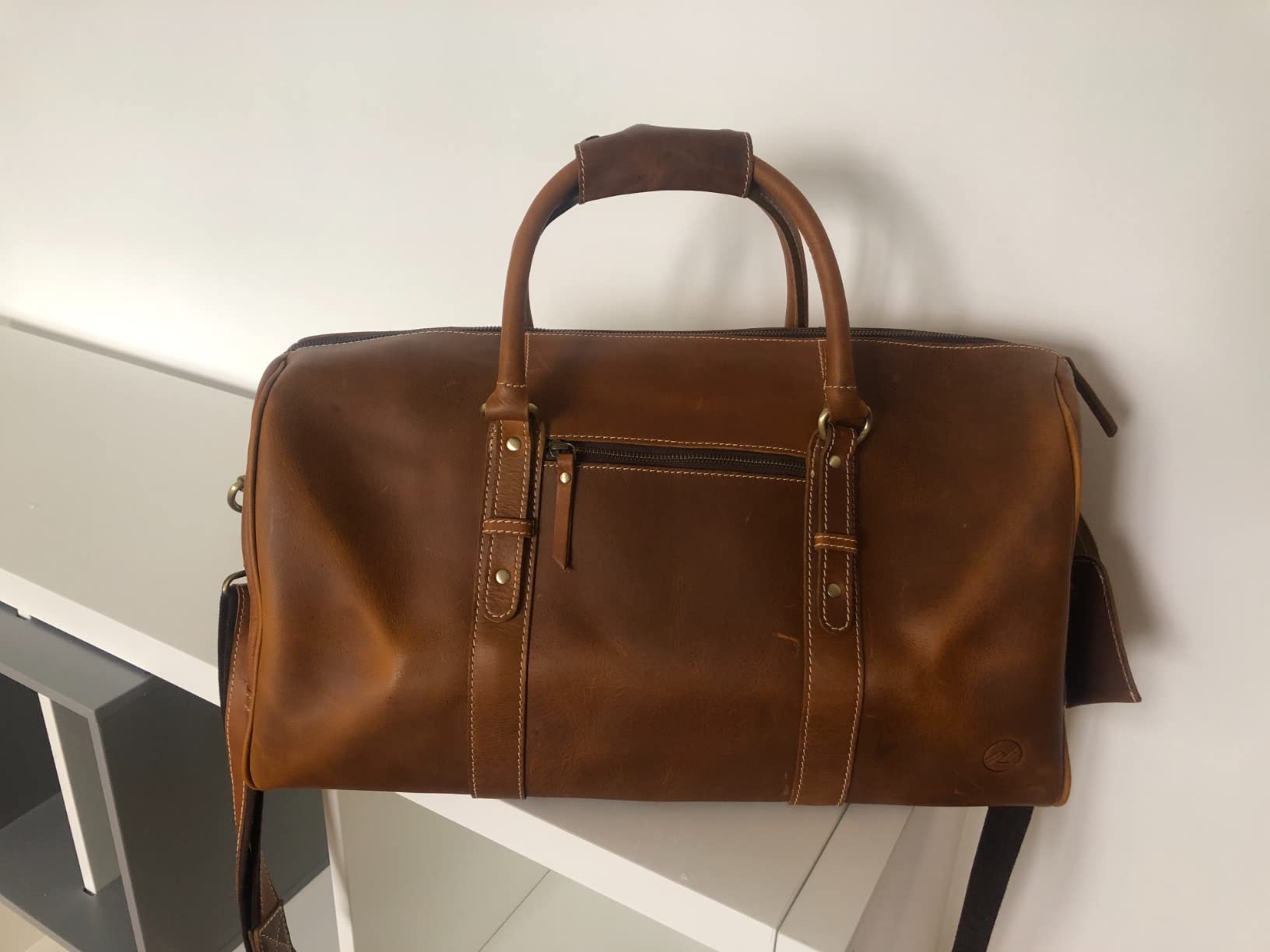 Premium Full-Grain Leather Duffle Bag for Men & Women | 20-Inch Handcrafted TSA Approved Carry-On Weekender Travel Bag with Multiple Pockets & Compartments by Northridge Leather (Tan) customer photo 2