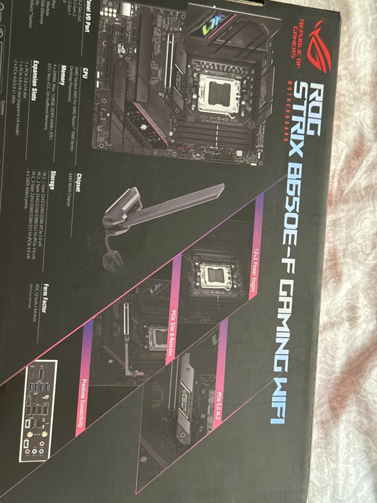 ASUS ROG Strix B650E-F Gaming WiFi AMD B650 AM5 Ryzen™ Desktop 9000 8000 & 7000 ATX Motherboard, 12+2 Power Stages, DDR5, 3X M.2 Slot, PCIe® 5.0, WiFi 6E, 2.5G LAN, USB 3.2 Gen 2x2 Type-C®, Aura Sync customer photo 1