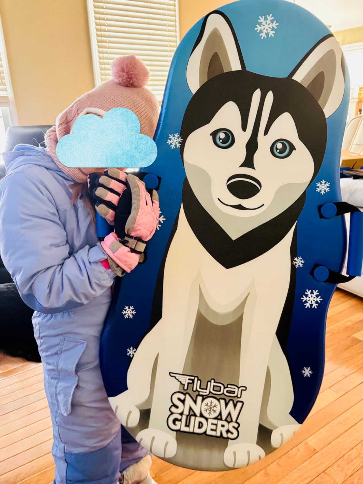 Flybar Snow Sled for Kids and Toddlers- Foam Saucer Disc, Ages 5+, Easy Grip Handles, Durable with Slick Bottom & PE Core Build, Lightweight Snow Boards, Snowboard Toys for Outdoor, Up to 110 lbs, 26