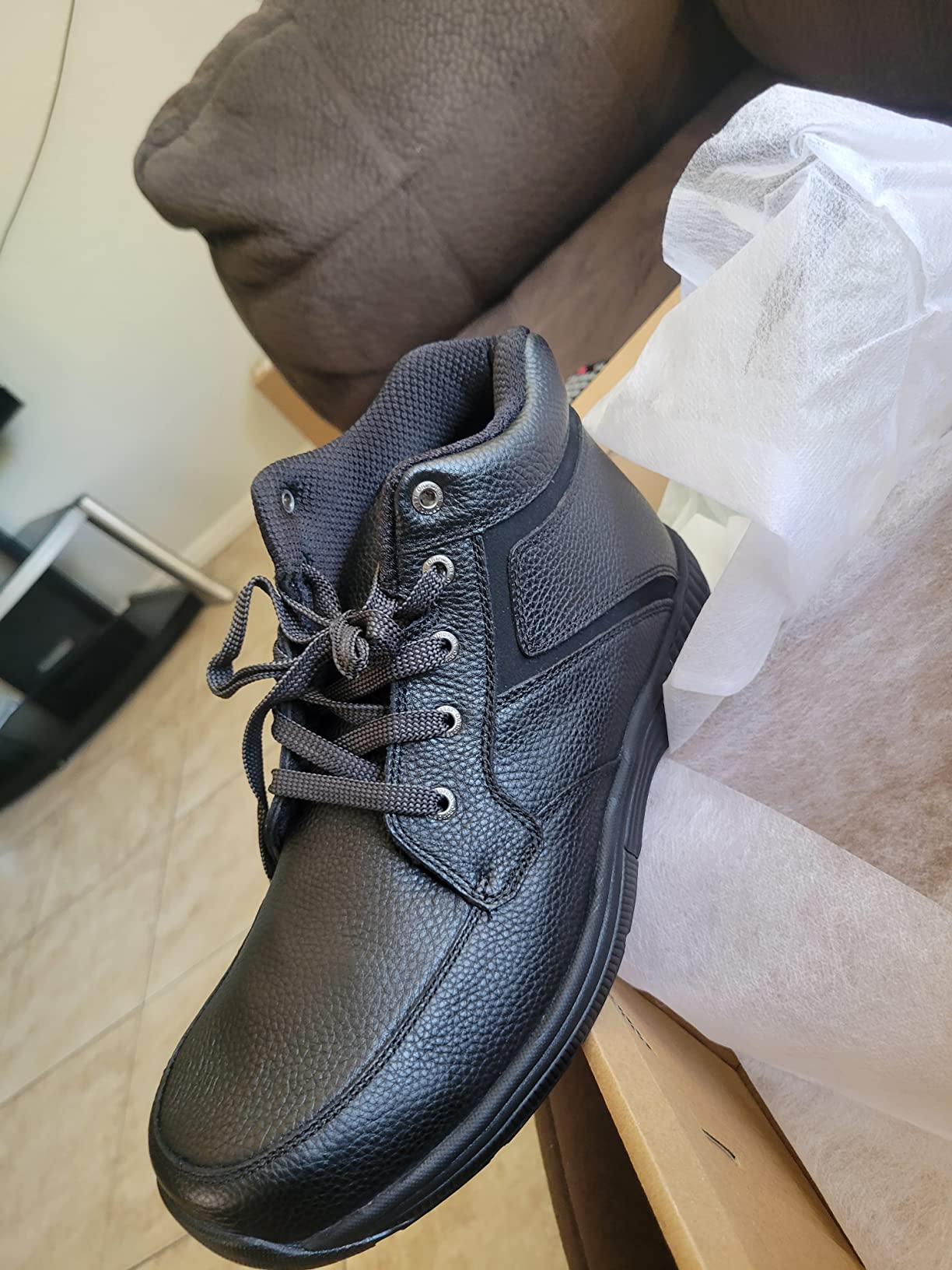 Orthofeet Highline Orthopedic Men's Ankle Boots | Slip Resistant, Leather Booties with Arch Support, Soft, Padded Ergonomic Cushioning, Wide Toe Box for Comfort Casual Outings customer photo 1