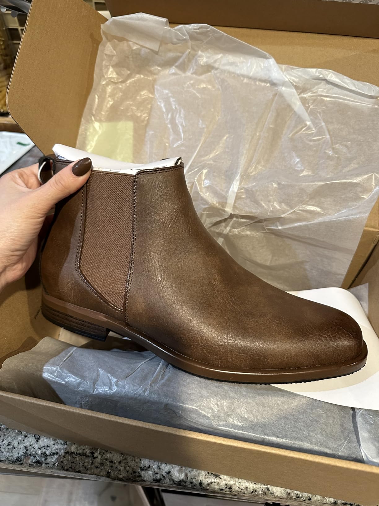 Amazon Essentials Men's Slip On Chelsea Ankle Boot customer photo 2