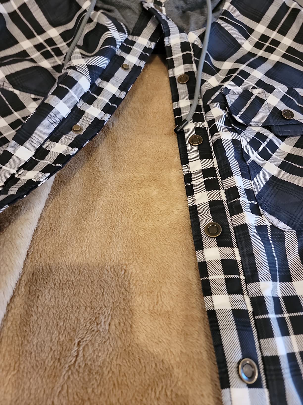 Men's Corduroy Plaid Sherpa Lined Flannel Shirt Jacket Fleece Coat customer photo 2